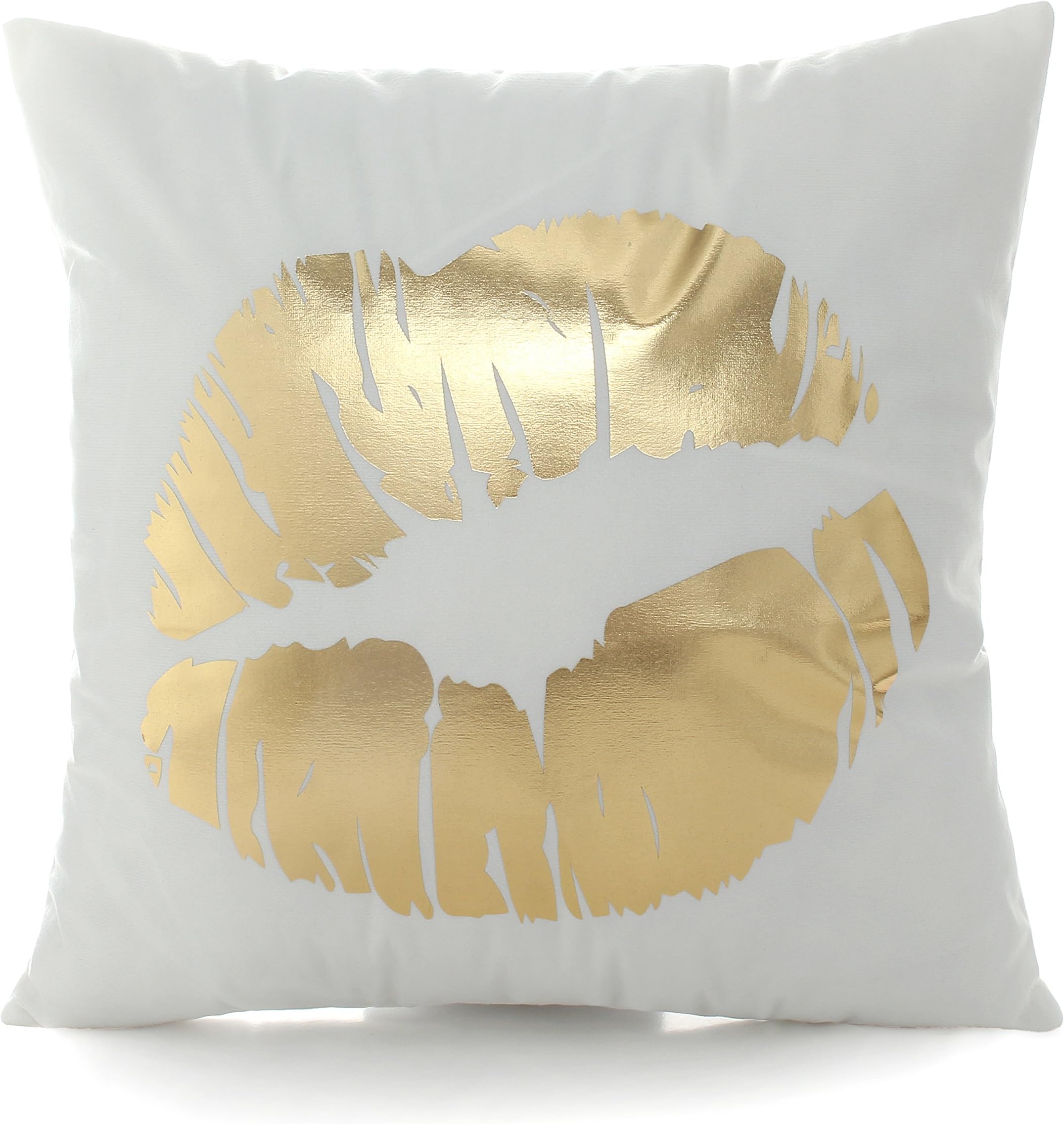 Sofa Cushion Covers Flannel Bronzing Soft Couch Pillow Covers Golden Lip White Throw Pillow Covers 45x45cm 18x18 Inch