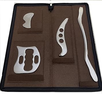 Gua sha Tool Stainless Steel gua sha-Set 4pcs -iastm Tool Gussha Massage Tool Muscle Scraping Tool for Soft Tissue Therapy and Reduce Arms,Back, Legs, Shoulder Muscle PainHH1......
