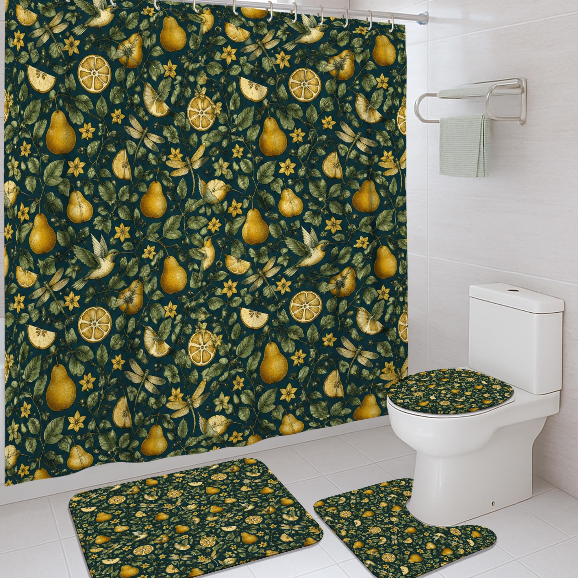 Rideau de douche poire pour hôtel et maison, textile imperméable grand format