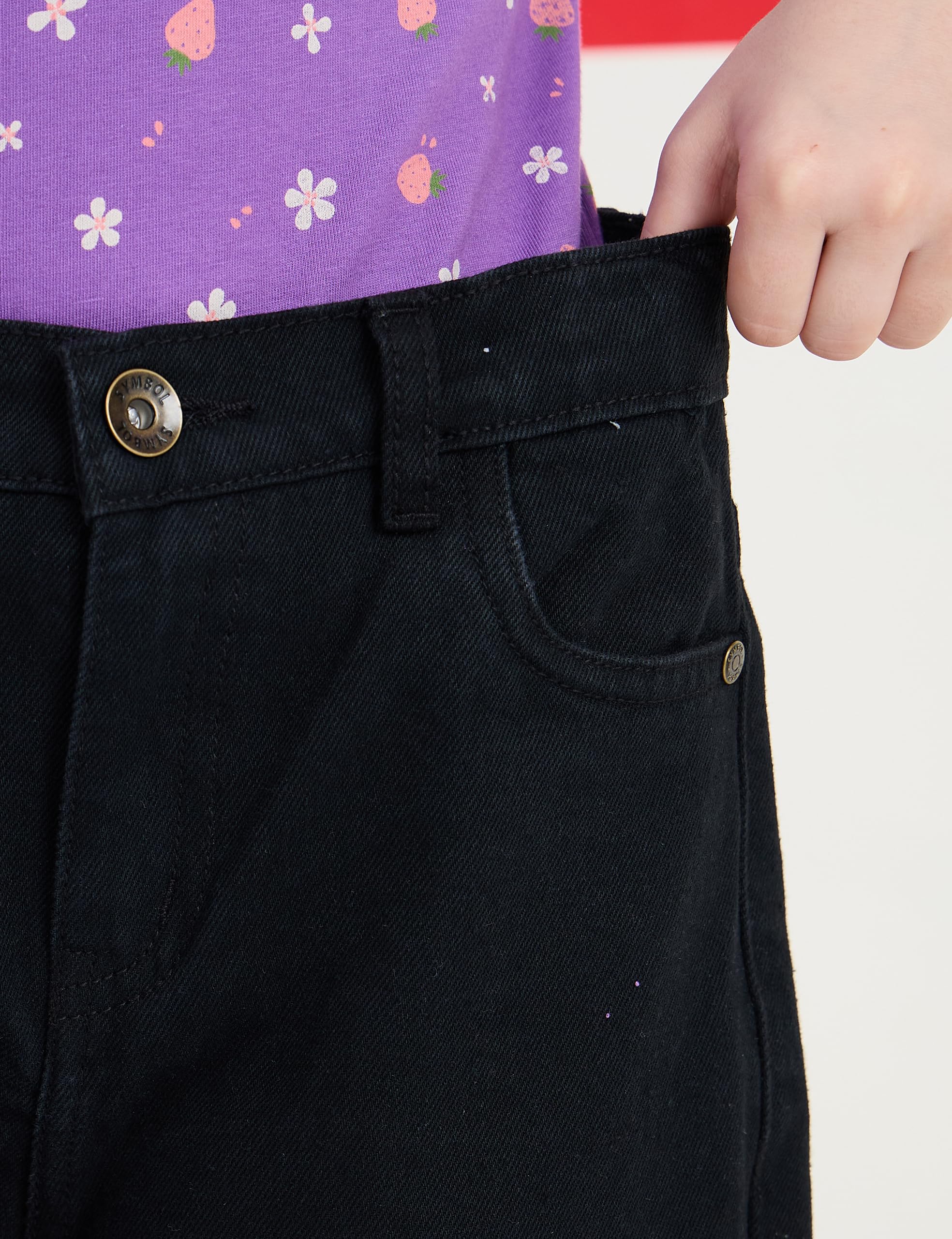 Amazon Brand - Symbol Girl's Cotton Wide Leg Jeans (KD-DNG-SS25-137 (6-14 yrs) _Black_10-12Y) - Image 7 thumbnail