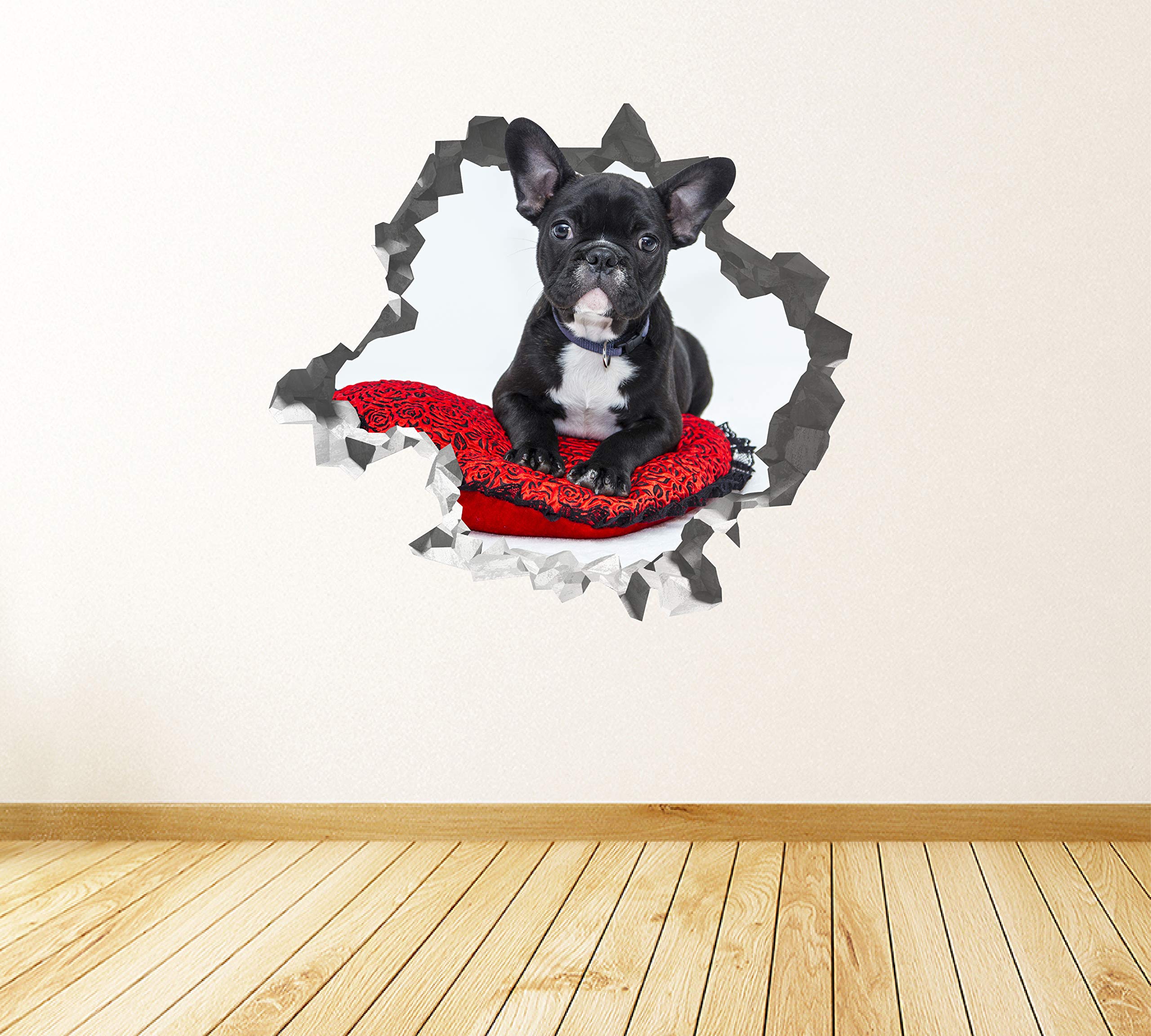 Cachorro Bulldog Francés Pegatina - Calcomania Animales - Decoración de Cuartos Niños - Sticker de Cachorro - Decoración Infantil - JS364 (Grande: 102 cm x 91 cm)