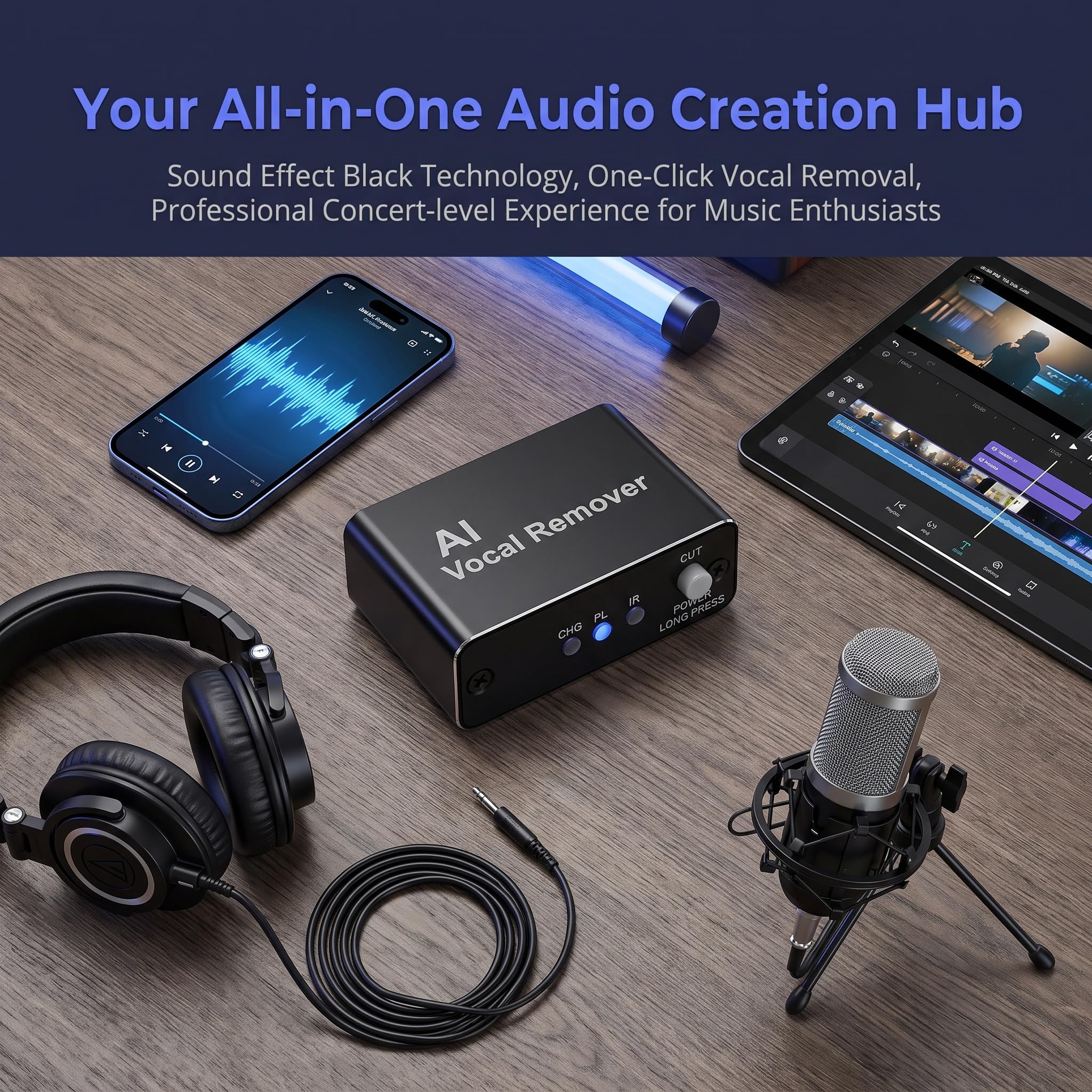 Scheda Audio Ai Per La Rimozione Della Voce, Processore Dsp Per La Cancellazione Della Voce, Con Bluetooth Otg/aux E Batteria Integrata, Compatibile Con Qualsiasi Altoparlante Da 3,5 Mm