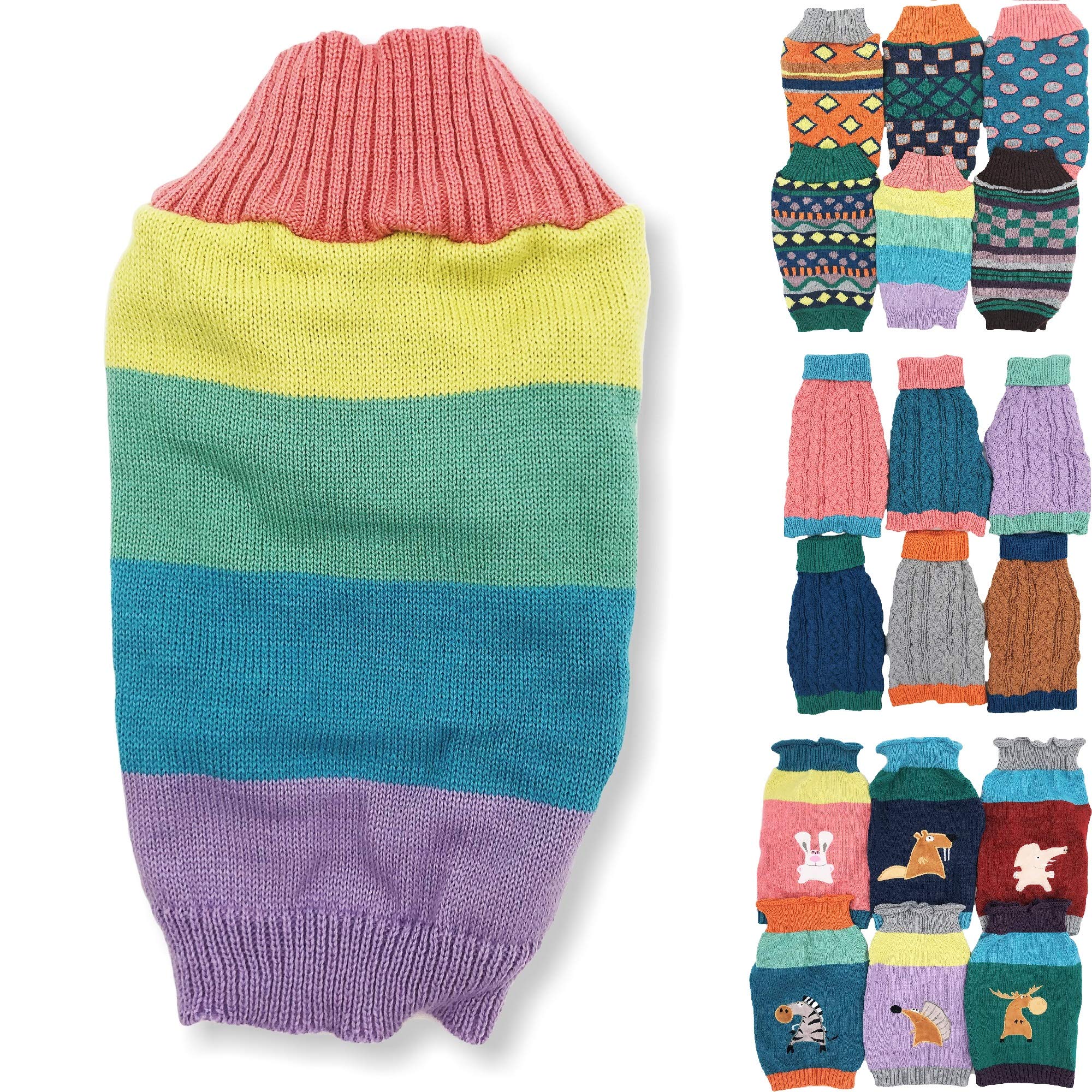 Pull en tricot pour chien et chat (XL: longueur – 55,9 cm, rayé rose