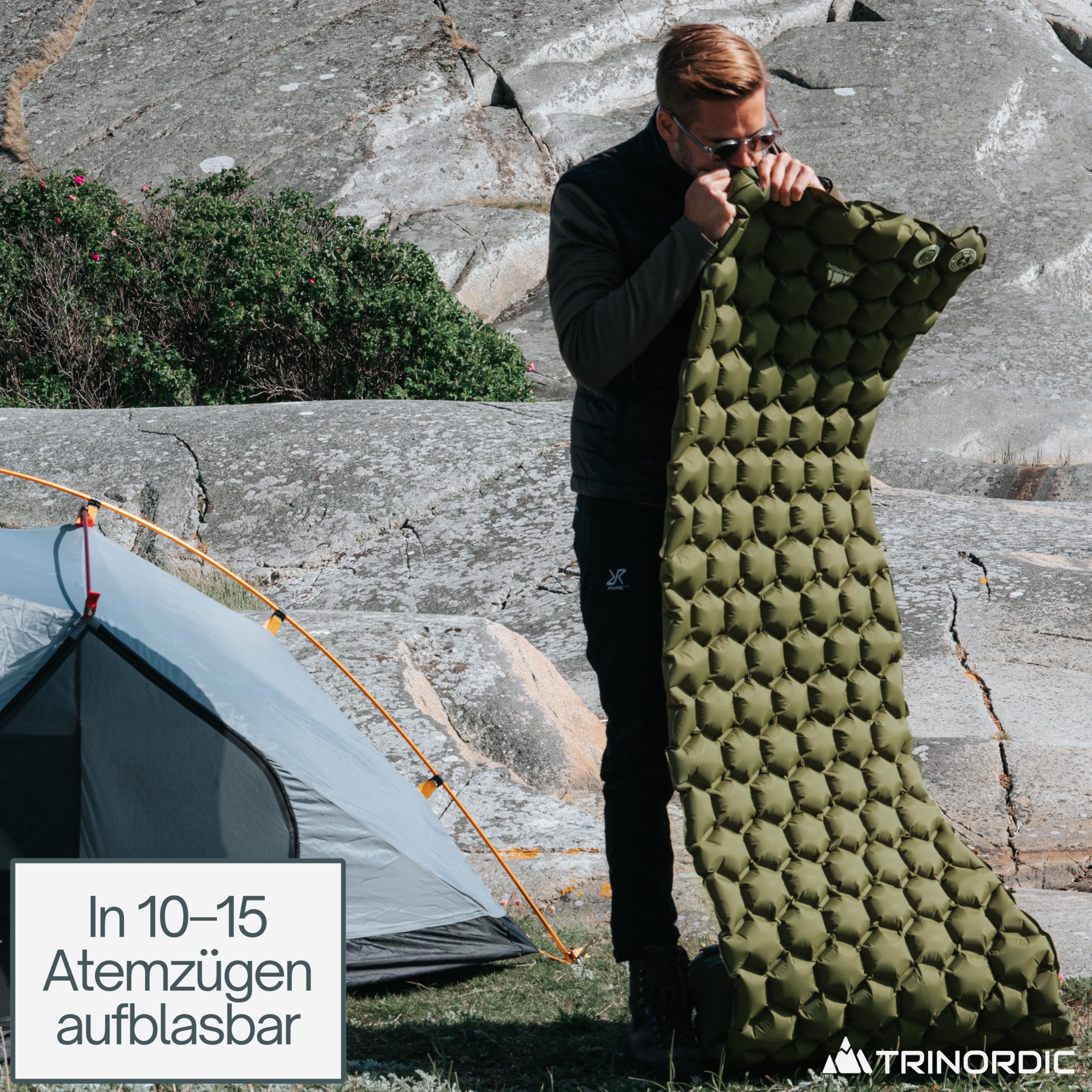 TRINORDIC 550g Ultraleichte Aufblasbare Isomatte – Kleines Packmaß, Ideal für Wandern & Bikepacking
