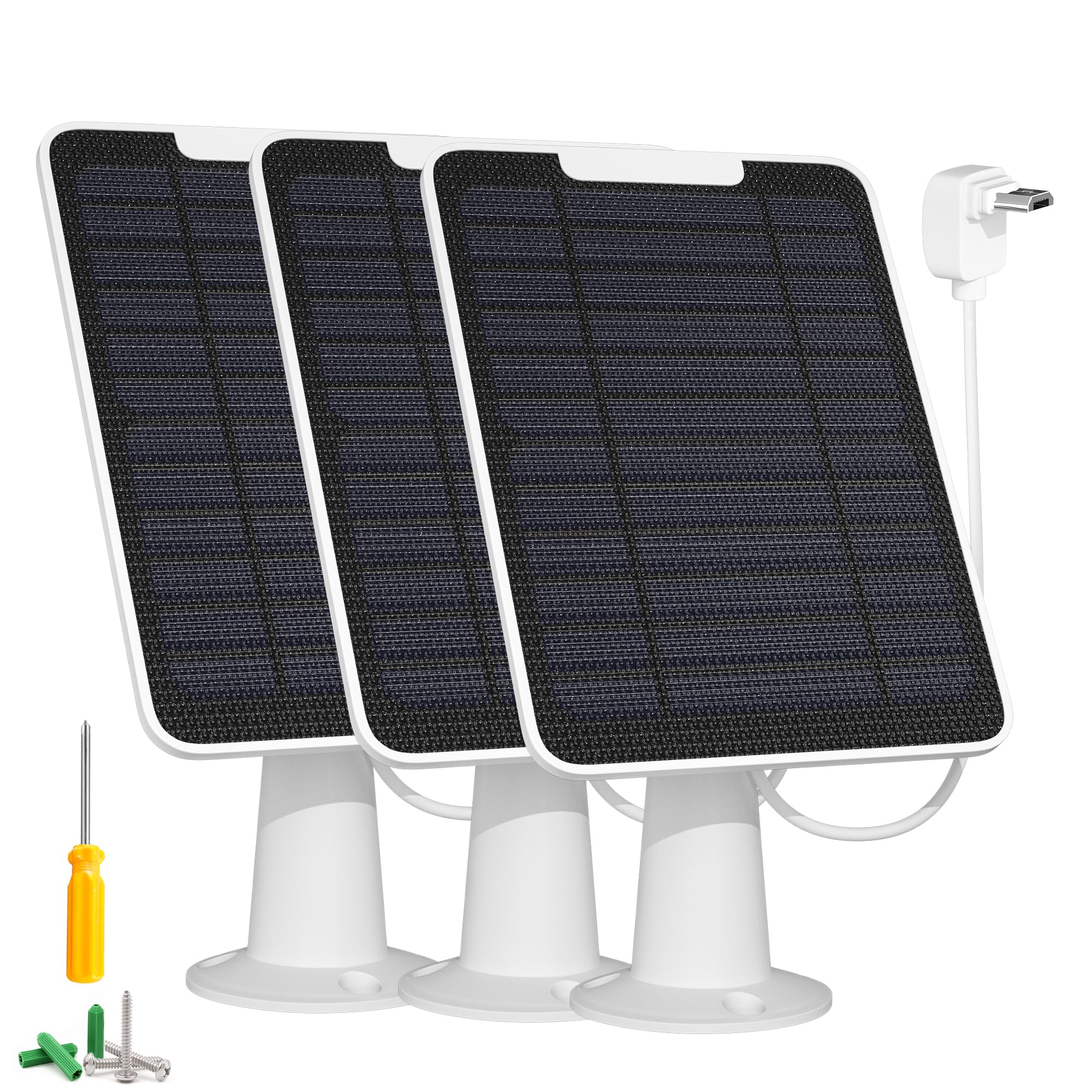 Caricatore per pannello solare compatibile con fotocamera Arlo Essential Spotlight/XL, caricatore per pannello solare Arlo Essential da 5 W, impermeabile IP65, cavo micro USB da 3 m e montaggio a