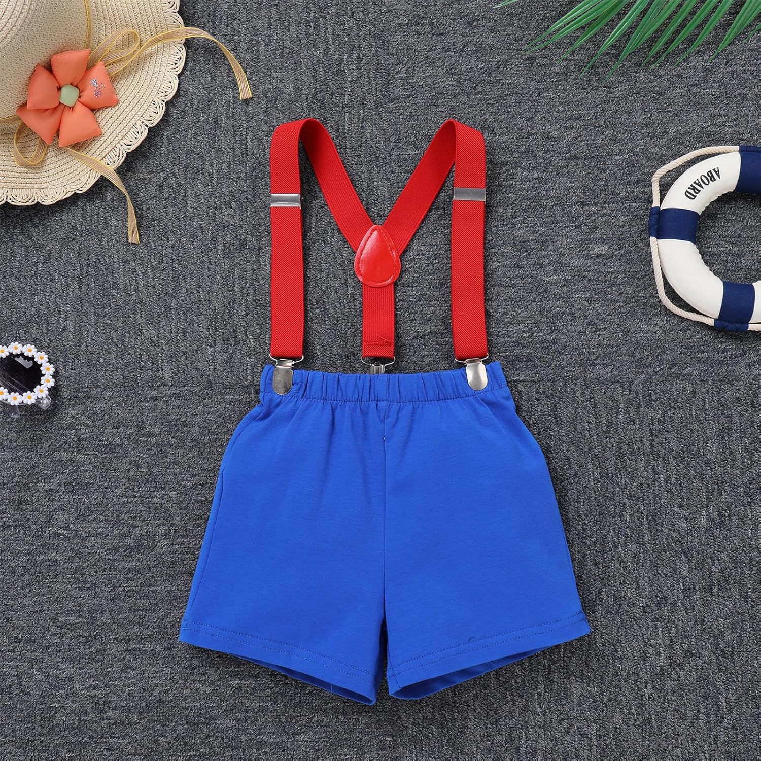 IBTOM CASTLE Baby Boy Circus Carnival First Birthday Outfit Clown Romper Bodysuit Shorts Crown Cake Smash Clothes Set - Image 8