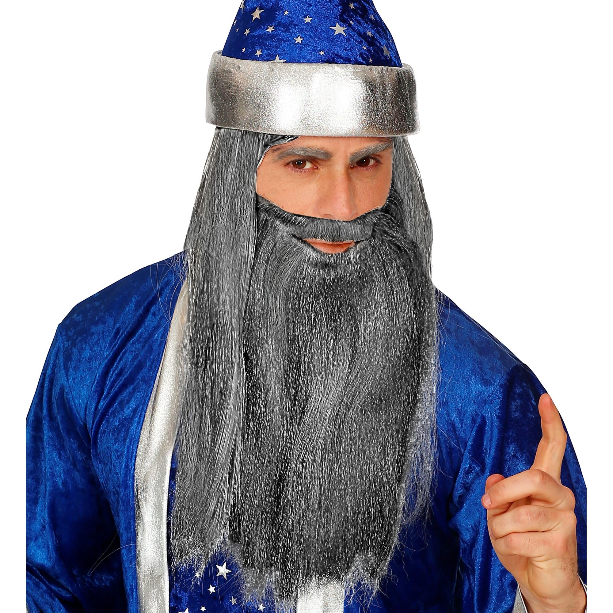 W WIDMANN MILANO Party Fashion, Multi-Character Long Beard with Moustache, for Adults Gnomes, Goblins, Elves, Wizards - Image 3