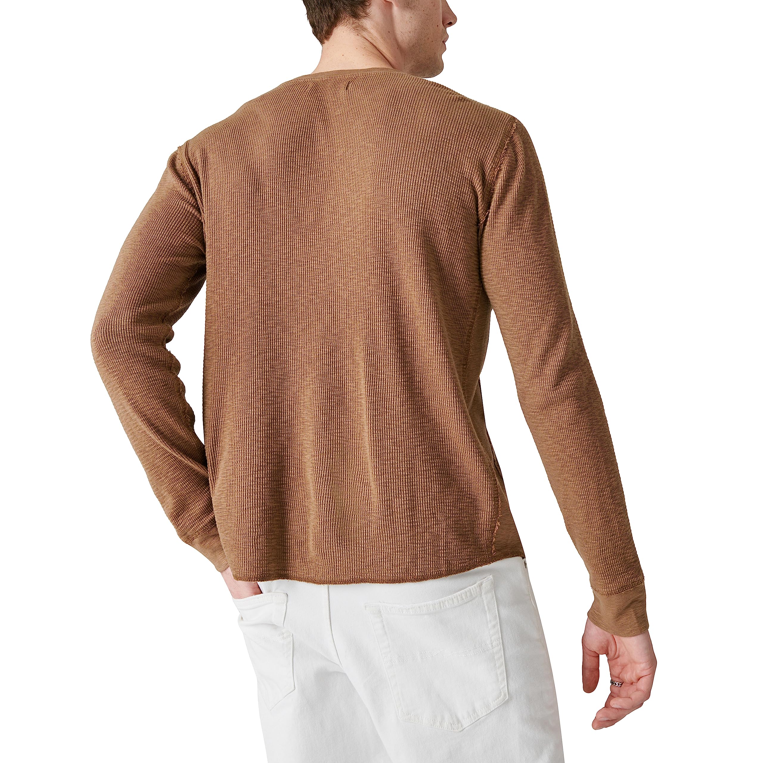 Lucky Brand Men's Garment Dye Thermal Crew, Coffee Liqueur