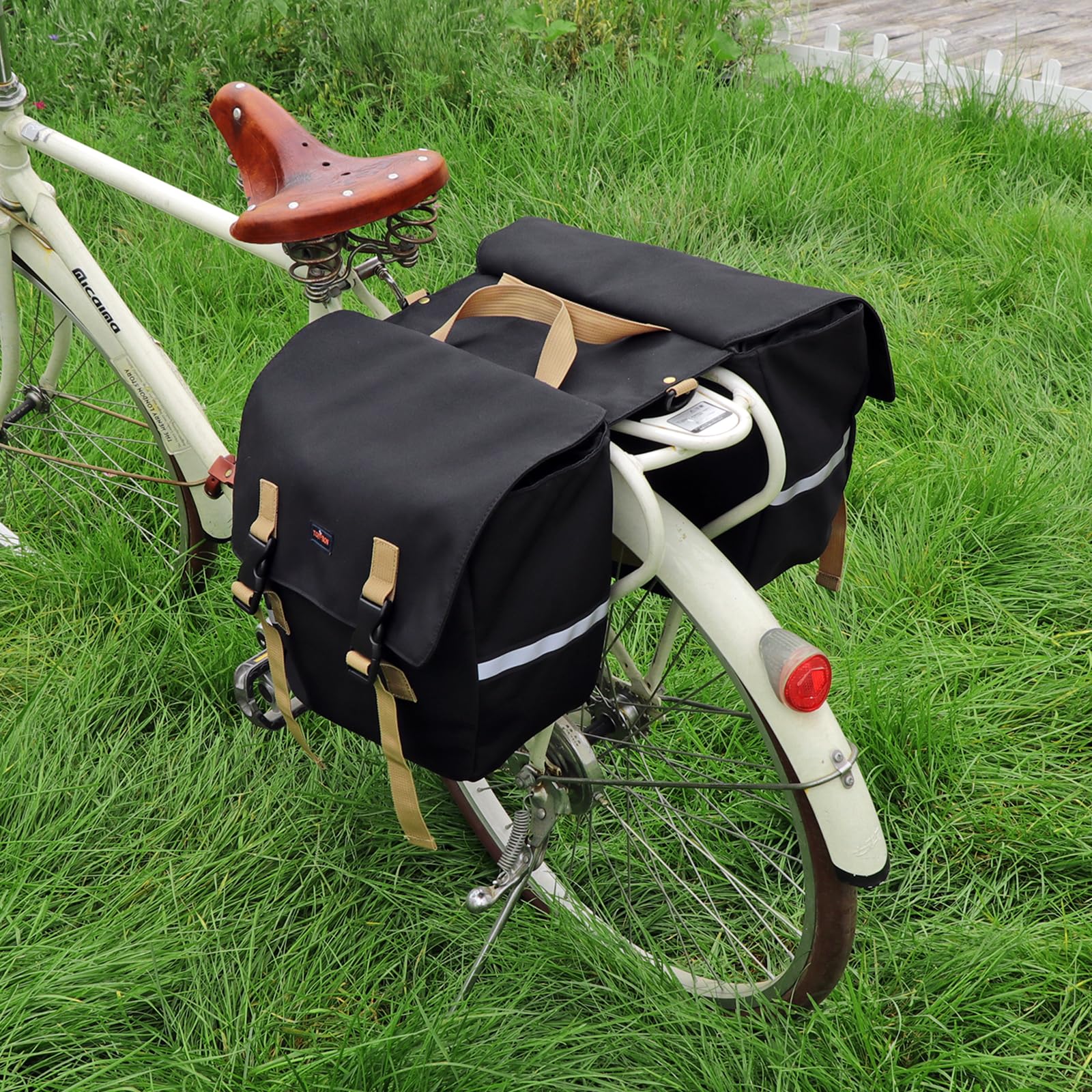 TOURBON Nylon Borsa Bici Doppia Grande Borsa Posteriore per Bicicletta con Tracolla Borsa da Sedile per Ciclismo Portapacchi