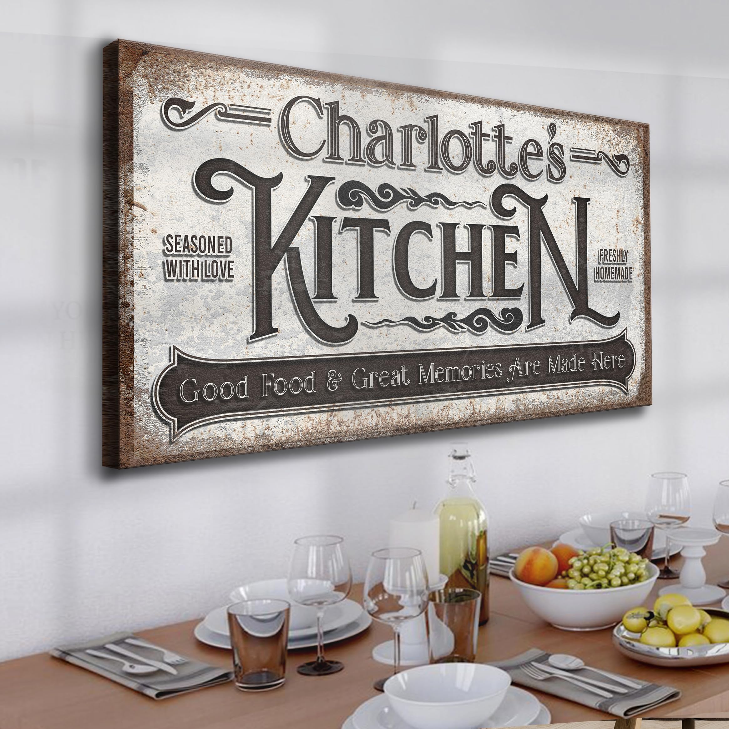 Tailored Canvases Kitchen Signs Wall Decor - Personalized Rustic Canvas Art for Kitchen, Dining Room, Country Kitchen, and Home Decor. Stylish Kitchen Signs for Your Living Space