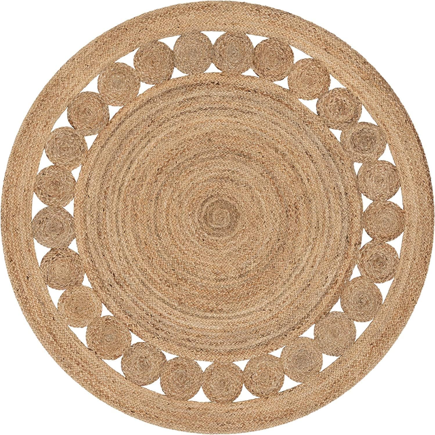 Gifiie Alfombra de Yute Natural 100%, Alfombra Tejida a Mano para Salón, Dormitorio, Uso Decorativo Fabricada en India. (Natural-1, 100CM)