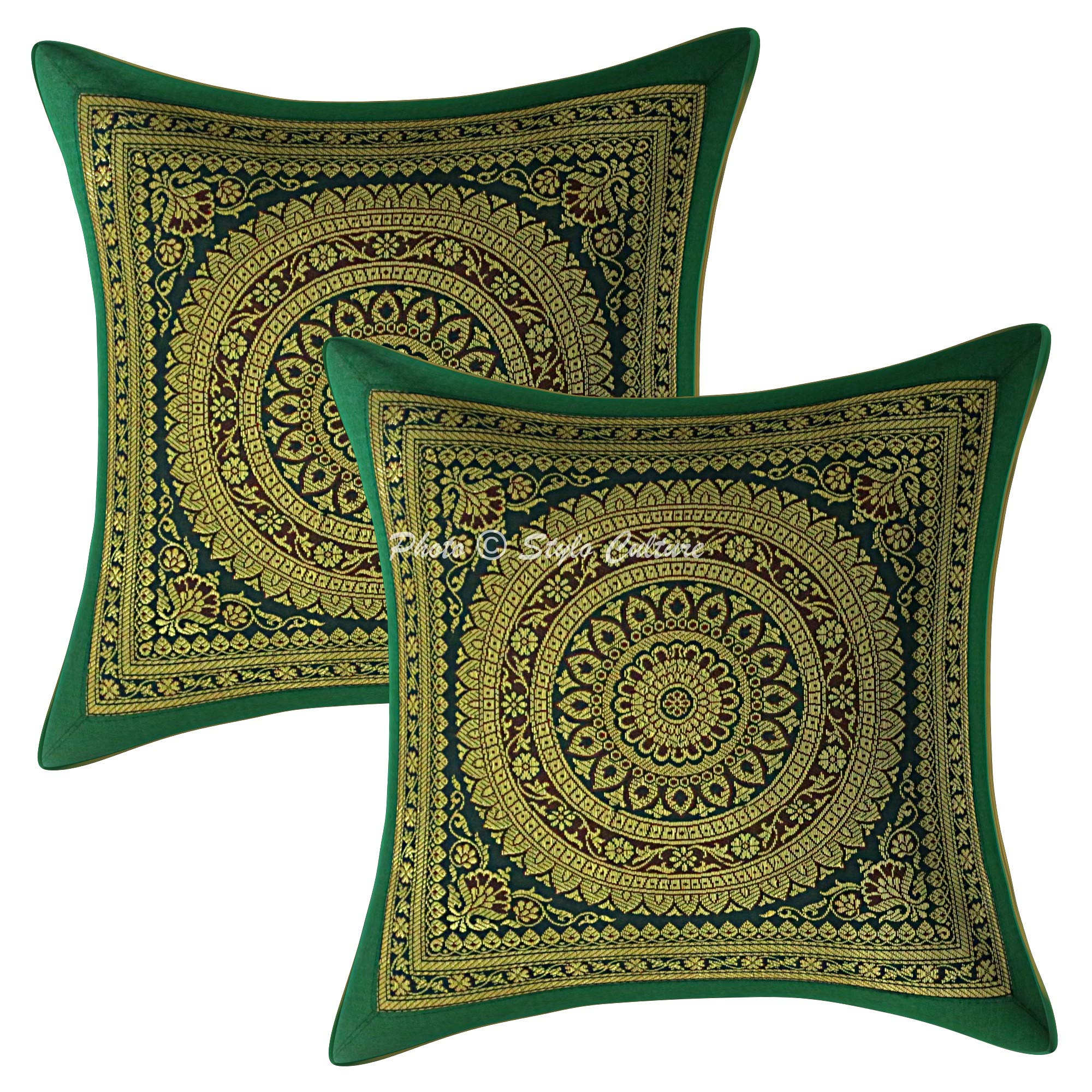 Stylo Culture Etnico Fodere Per Cuscini 30x30 cm Piccoli Decorativi Stile Bohemien Mandala Jacquard Marrone Quadrato Cerniera 12x12 pollici Federe Per Cuscino Letto - 5 pezzi