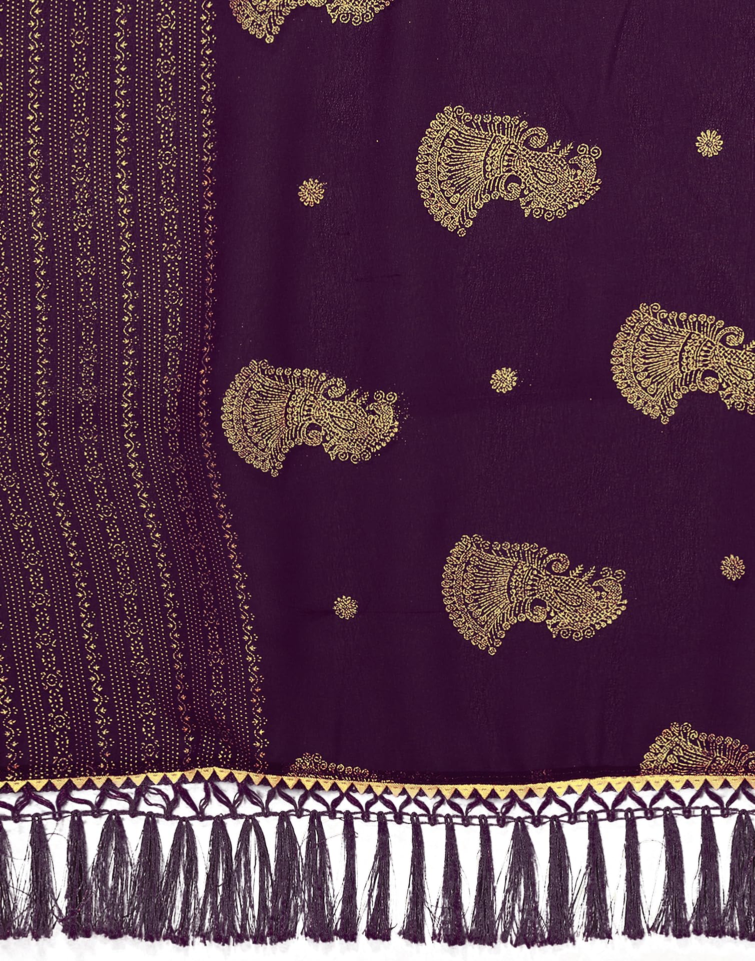 SIRIL Women's Georgette Foil Printed Saree with Unstitched Blouse Piece (4256S673_Purple) - Image 7 thumbnail