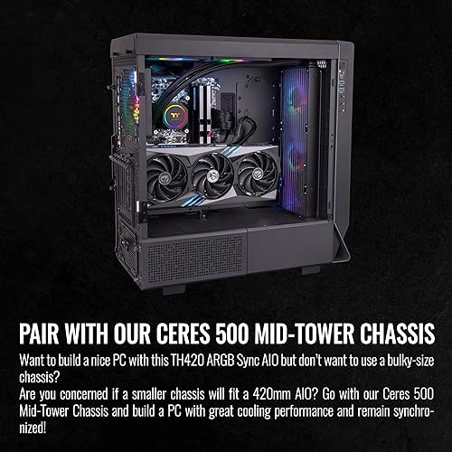 Miniatura 37 de Thermaltake TH120 ARGB Sync V2 - Enfriador líquido de CPU/Enfriamiento líquido ALO/ventilador 4.724 in*1/PWM 500 ~ 2000 RPM/Mirror Waterblock/MB