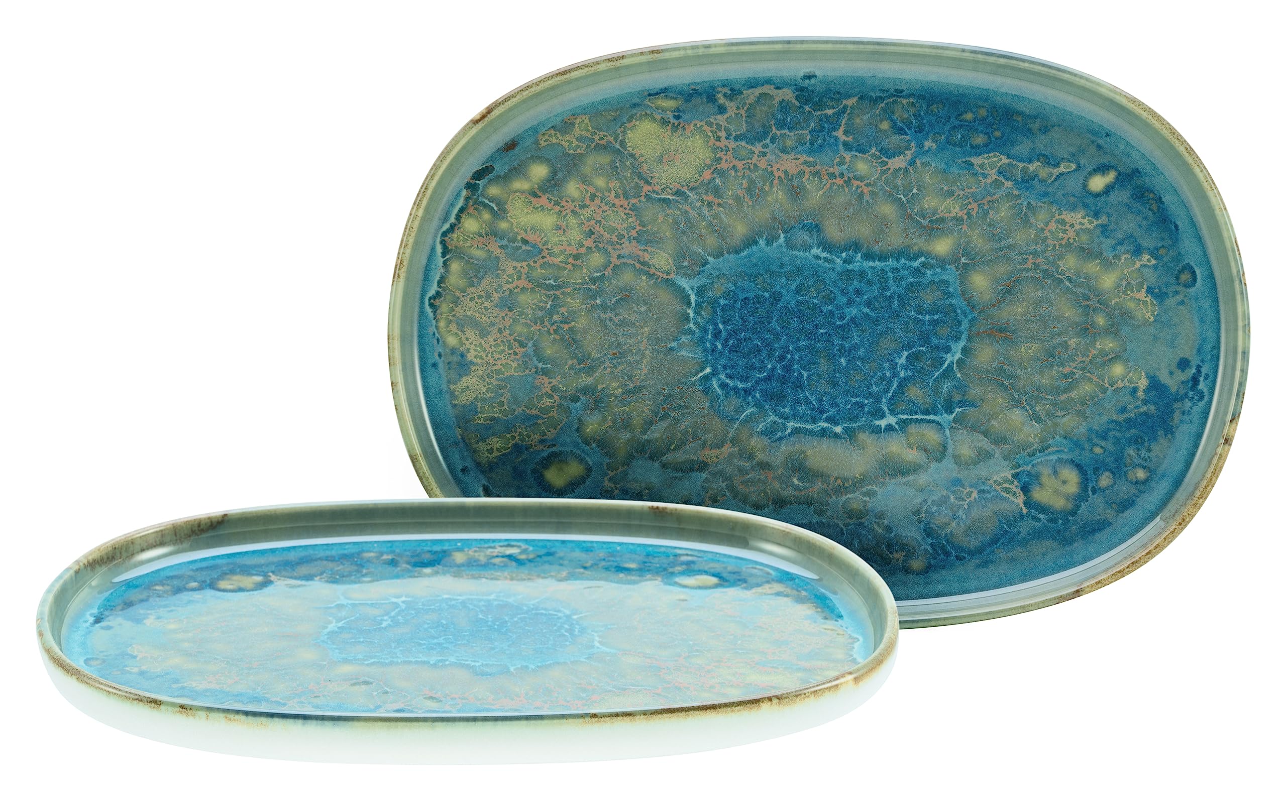 Creatable, 21516, Serie Yuki, 2-teiliges Geschirrset, Servierplattenset aus Steinzeug, spülmaschinen- und mikrowellengeeignet, Made in Portugal