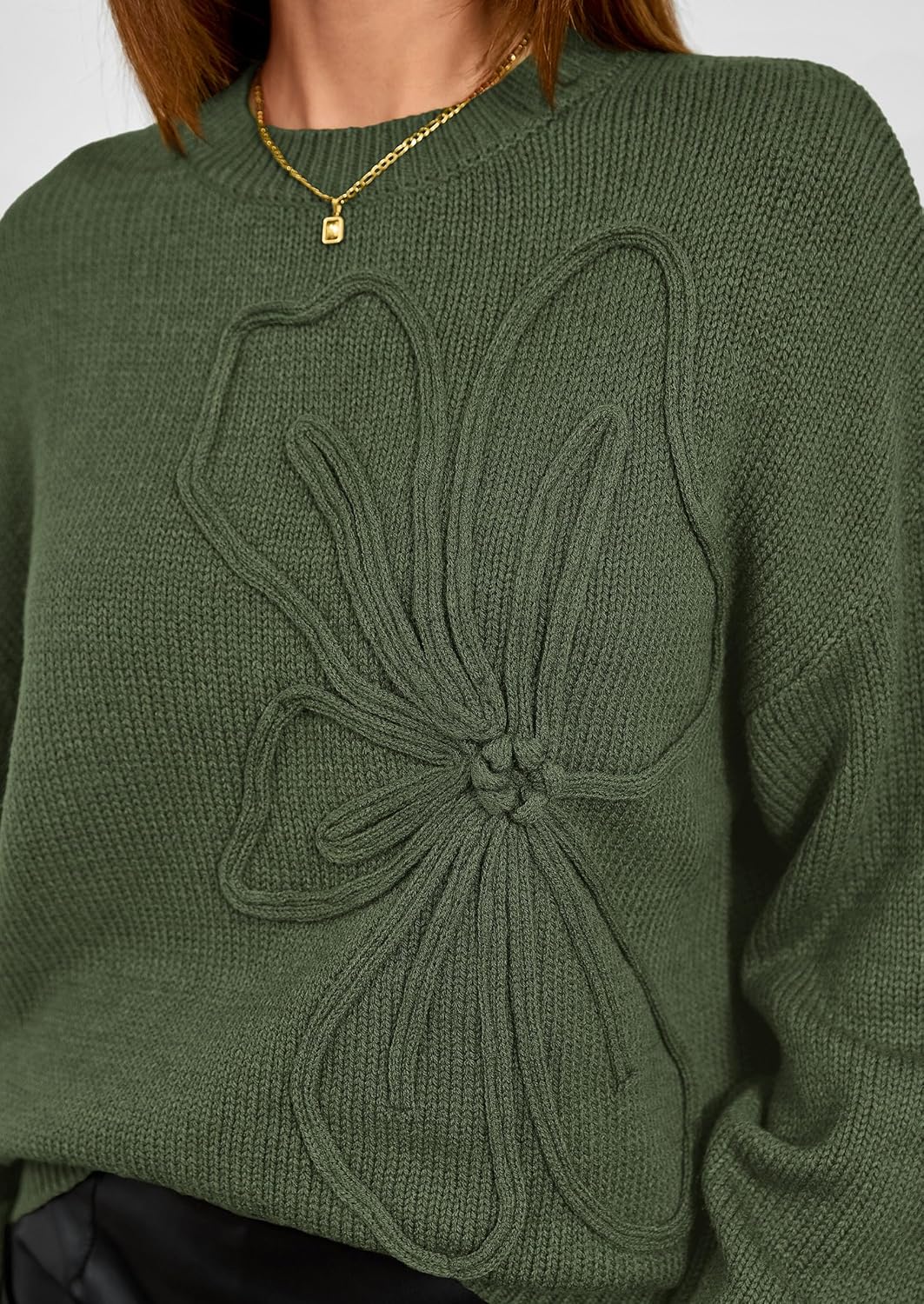 PRETTYGARDEN Womens Sweaters 2026 Fall Fashion Long Sleeve Crewneck Floral Knit Pullover Sweater Tops Winter Clothes - Image 5