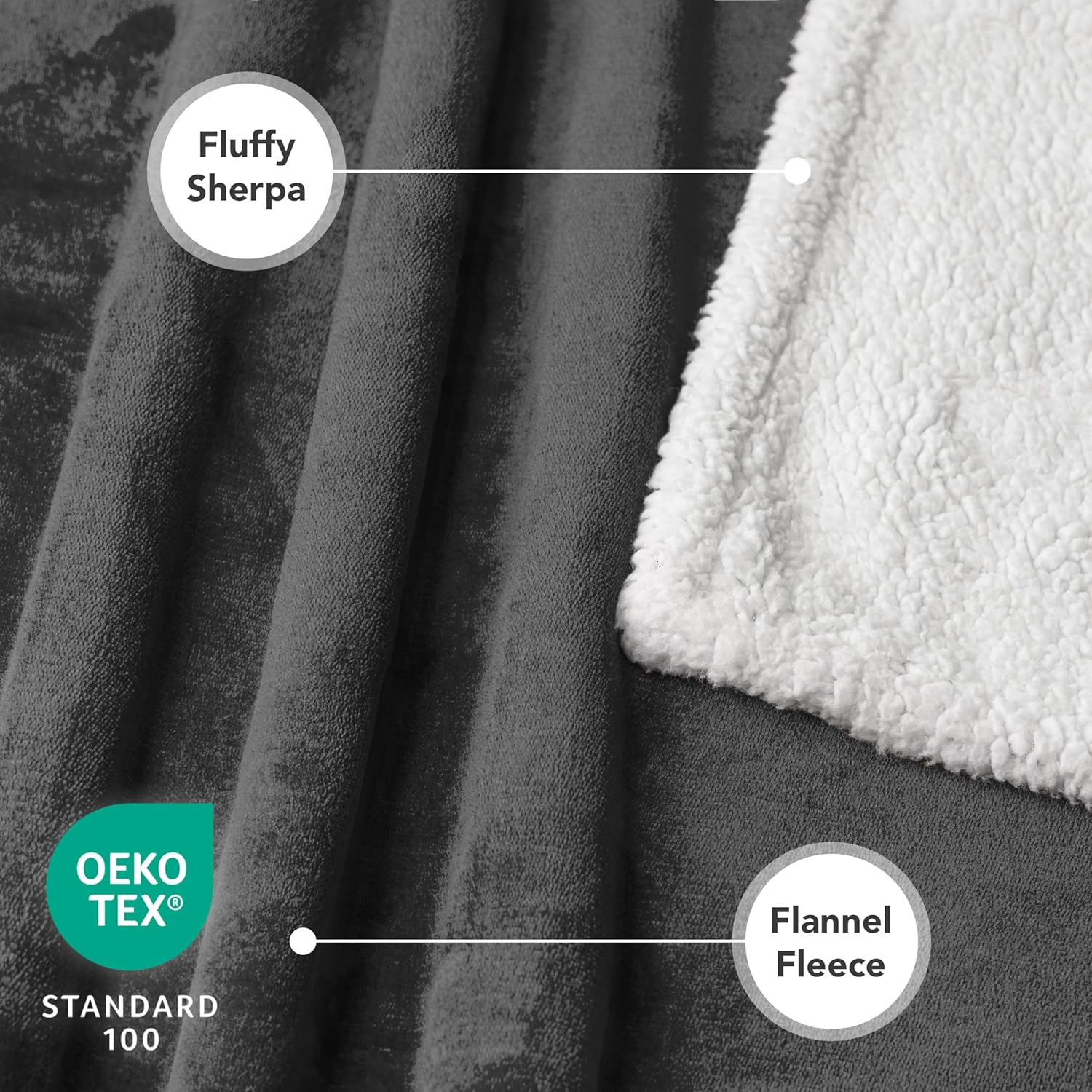 PetAmi Dog Blanket for Bed, XL Pet Blanket Large Dogs, Fleece Furniture Couch Cover Protector Sofa Car Crate Kennel, Soft Sherpa Cat Throw Plush Reversible Washable, Twin 60x80 Dark Gray