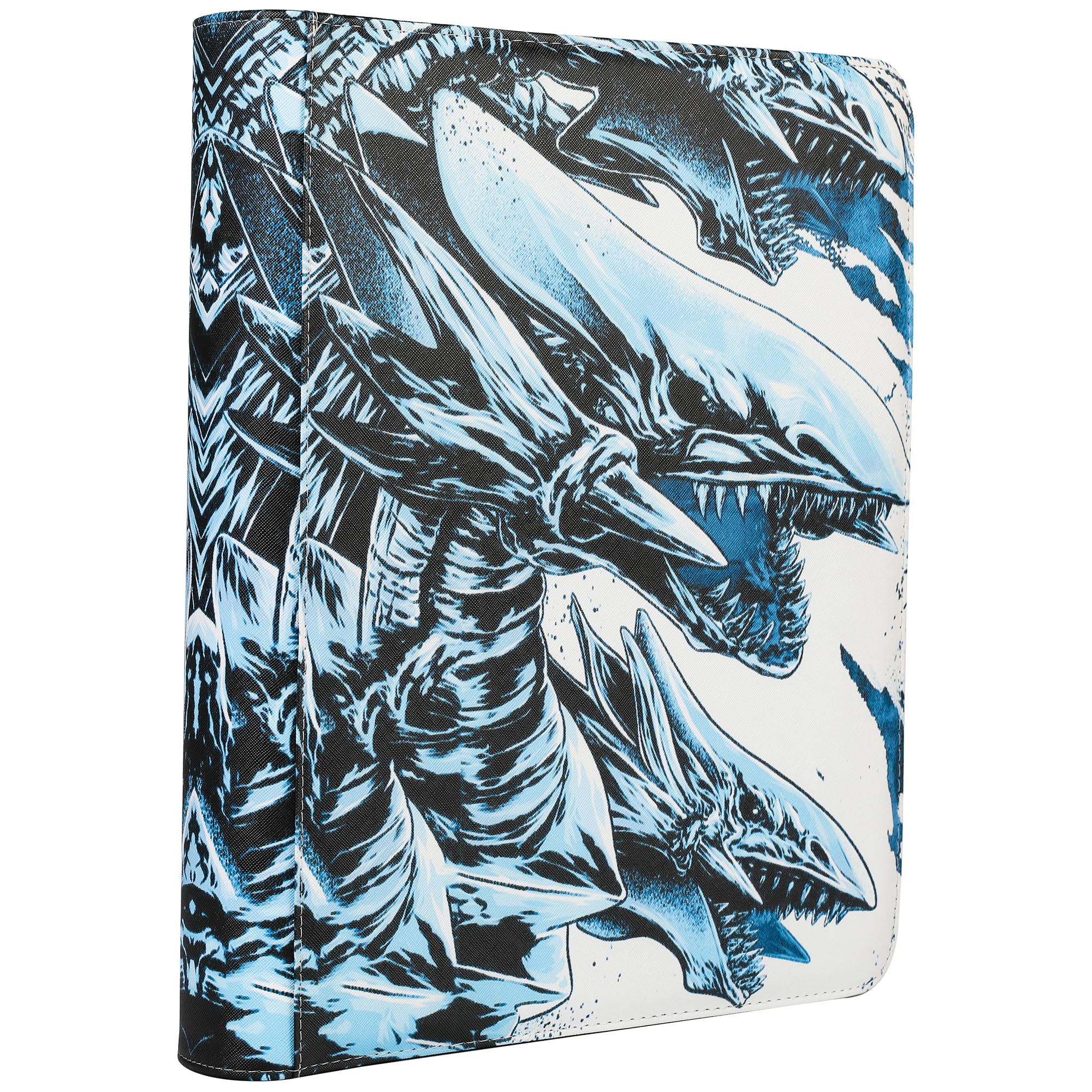 DRZERUI Top Loader Binder，9 Pocket Toploader Binder Fits 288 3X4" Top Loaders for YuGioh Cards - Premium Ringless 9 Pocket Display Album for Trading Cards（Model Y，White Dragon）