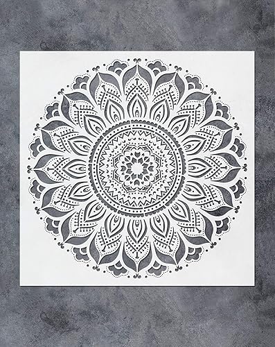 GSS Designs - Plantilla grande para decoración de pared de mandala 16 x 16 pulgadas decoración de estudio de yoga diseño de mandala para muebles de