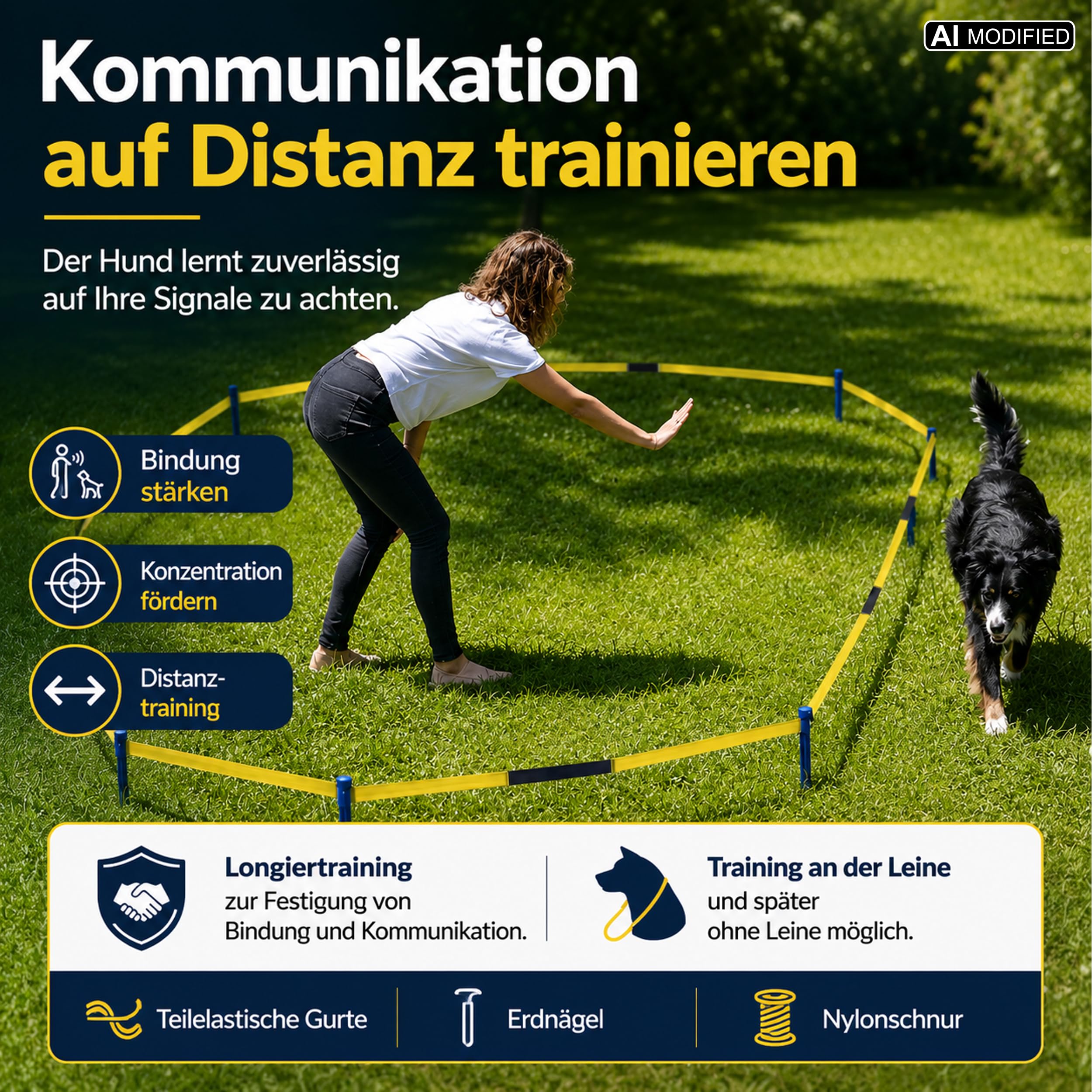 Longier-Set für Hunde, Radius 3-3,5m, Hundetraining, Longieren mit Hund