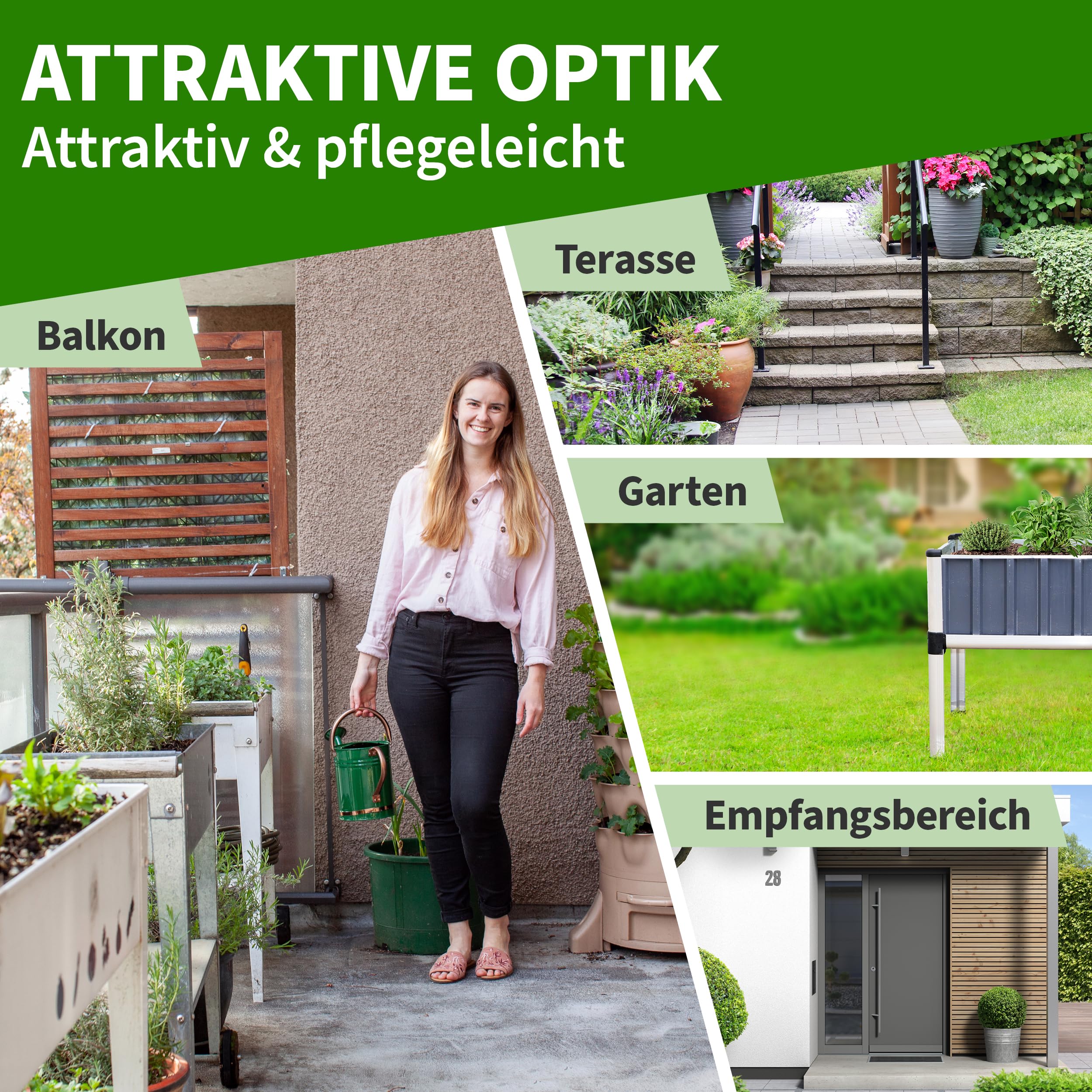 TTL GARDEN Hochbeet 80x50x80cm Superior M aus Metall Anthrazit-Silber | Alu Stahl verzinkt & lackiert - Frühbeet, Pflanzkasten, Kräuterbeet, Blumenbeet, Blumenkasten für Garten, Balkon, Terrasse
