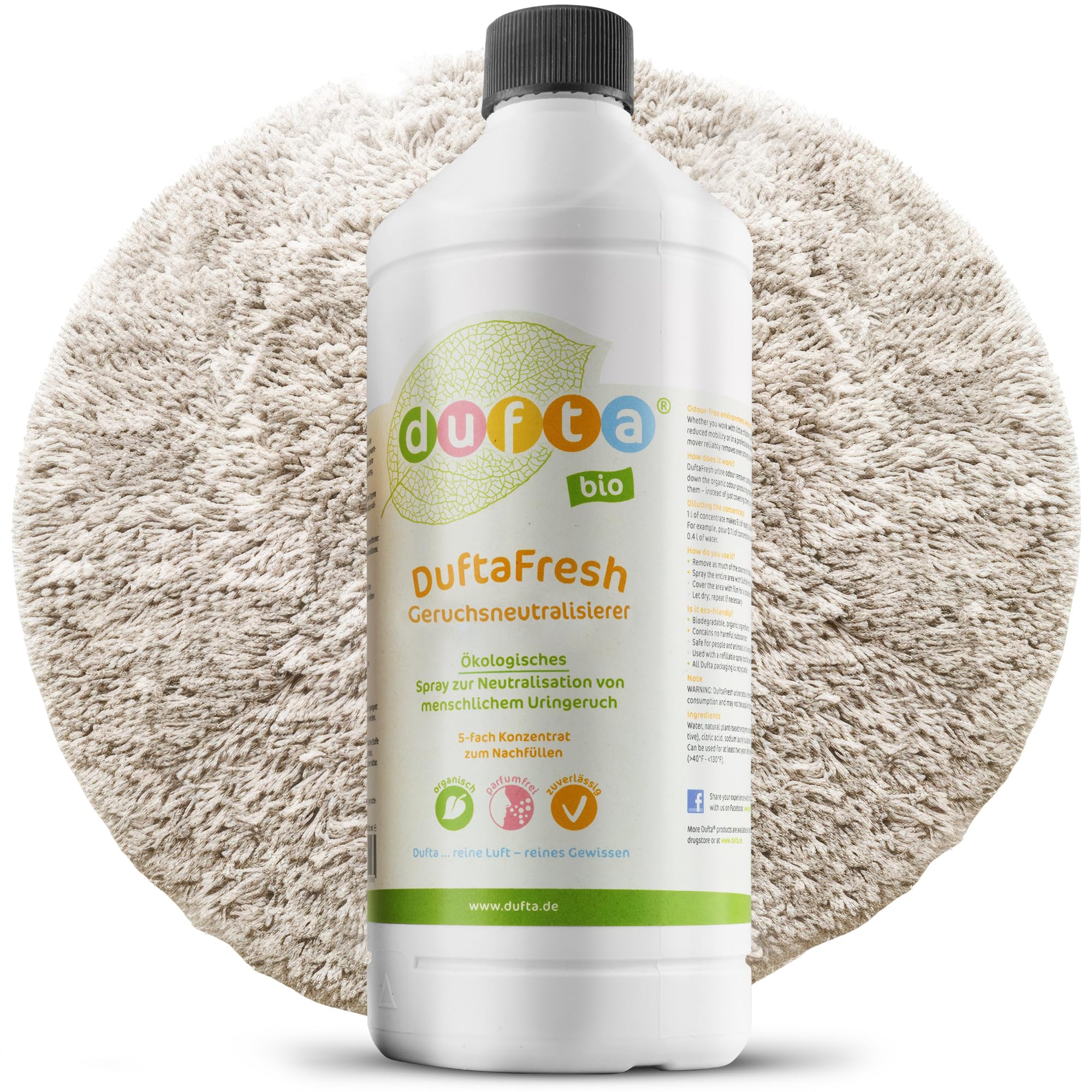 DuftaFresh Enzymreiniger Konzentrat 1L Geruchsneutralisierer | Ideal als textilerfrischer, enzymreiniger und geruchsneutralisierer für räume gegen Urin-, Rauch- und Schweißgerüche.