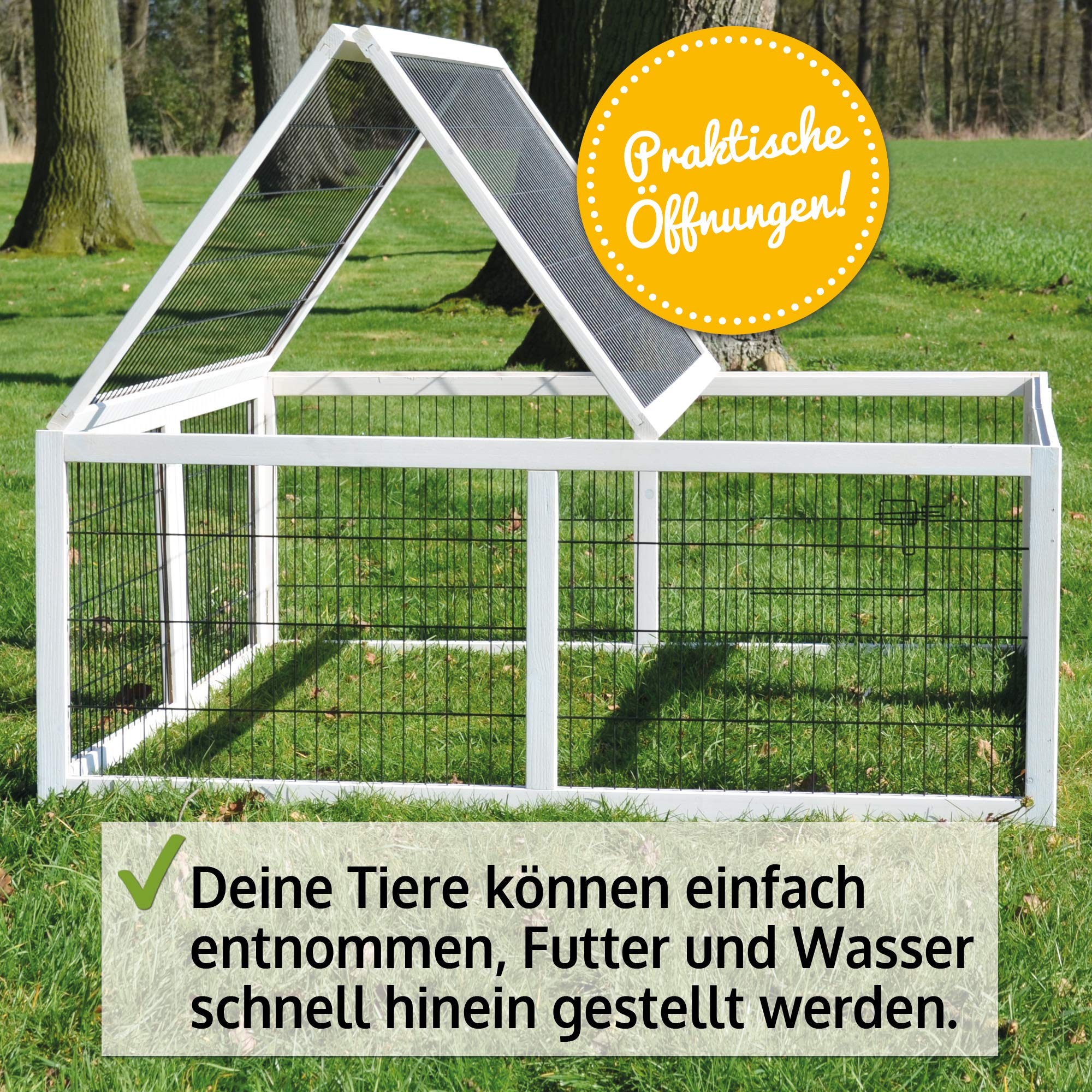 zooprinz Premium Freilaufgehege Rabbit Run für draußen - ideal für Kleintiere - Besonders Stabiler und großer Holzrahmen - Mobiler Freilauf mit umweltfreundlicher Farbe lasiert