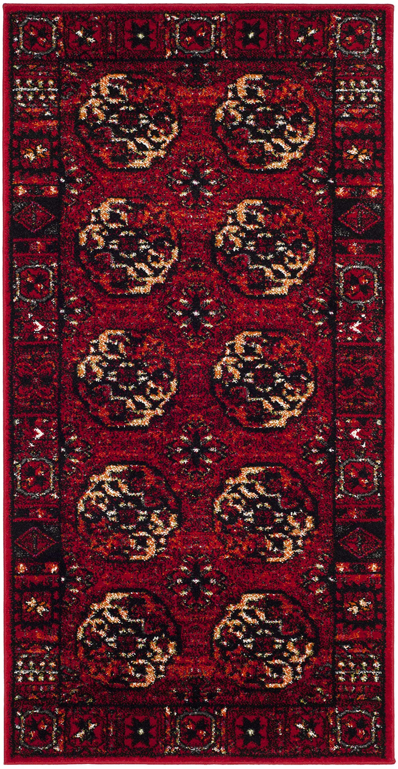 SAFAVIEH Vintage Hamadan Collection Accent Rug - 2'3" x 4', Red & Multi, Oriental Persian Design, Non-Shedding & Easy Care, Ideal for High Traffic