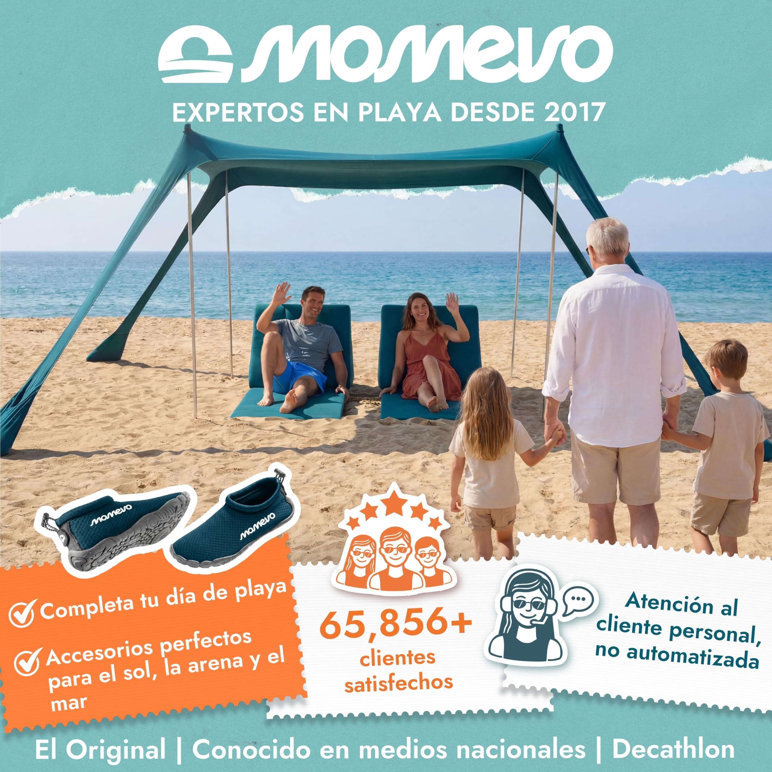 Tienda de Playa con toldo Solar UPF50+, 6 Personas, Azul Petróleo | Antiviento, Refugio de playa ligero, resistente al viento y ligera, tienda de playa de nueva generación