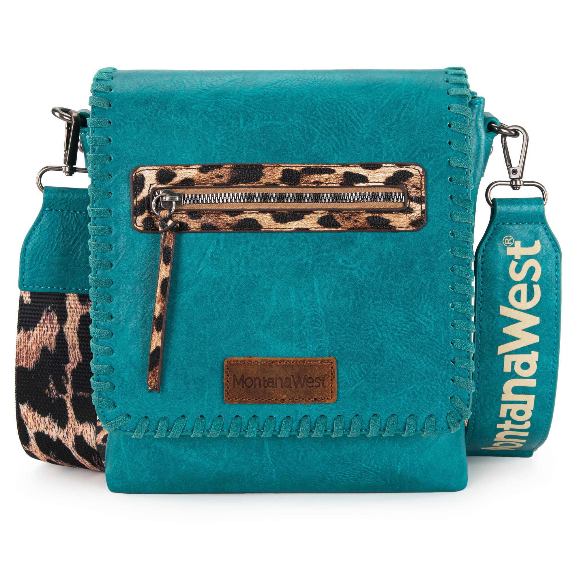 Montana West Crossbody Bags for Women with Dual Compartments Western Cross Body Purse with Leopard Print Guitar Strap MWC-183TN