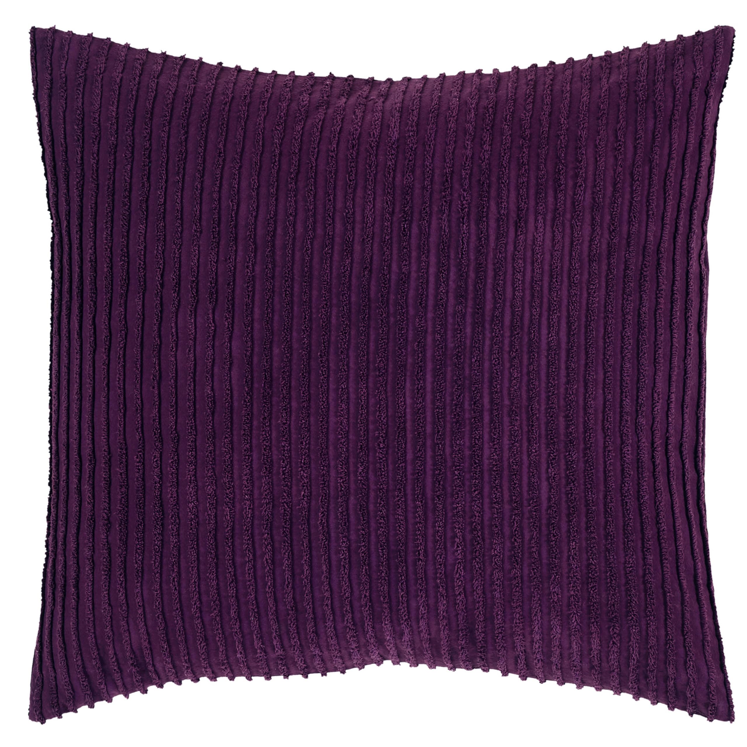 Better Trends Jullian Collection is Super Soft and Light Weight in Bold Stripes Design 100% Cotton Tufted Unique Luxurious Machine Washable Tumble Dry, Euro Sham, Plum