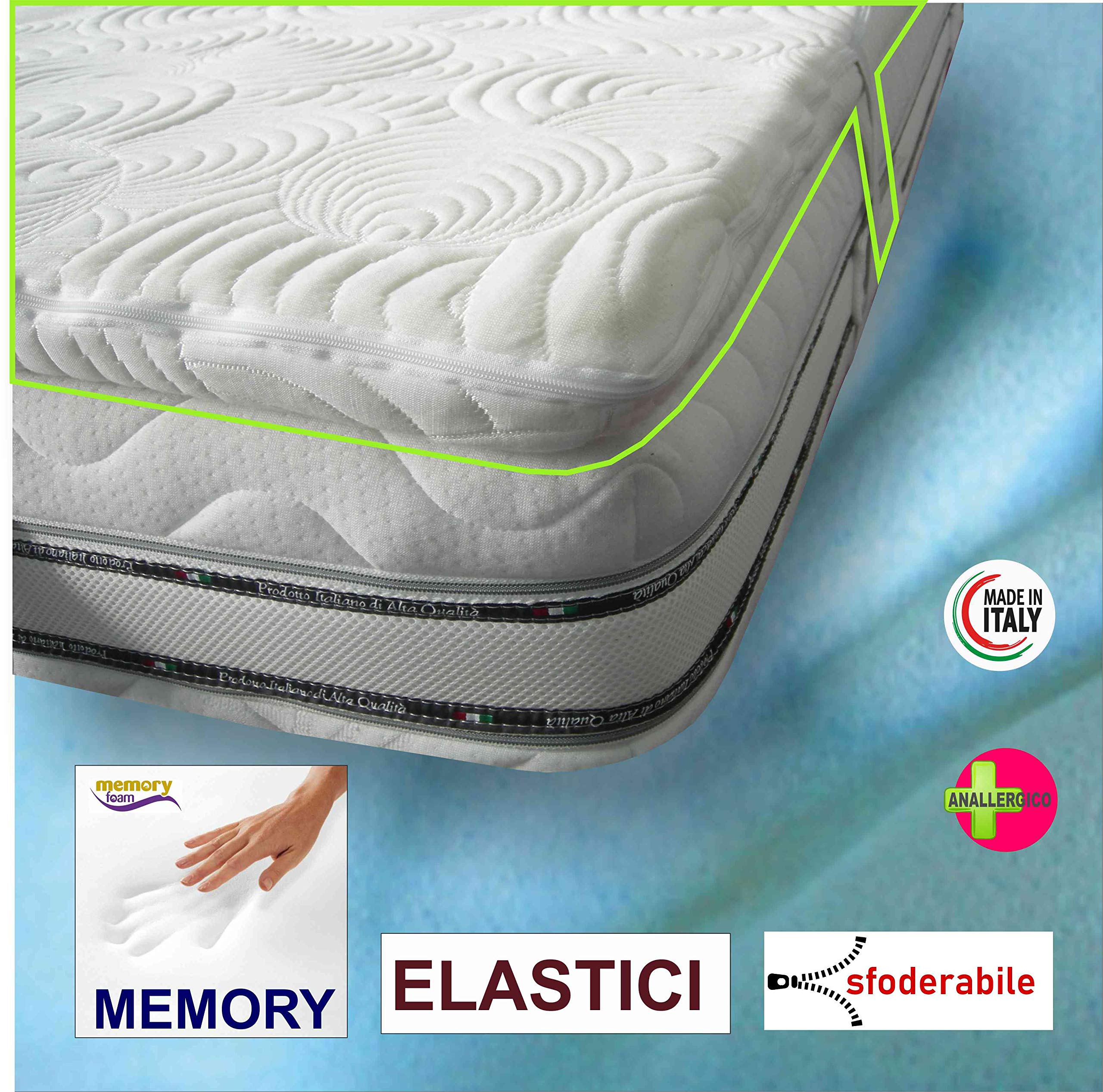 Evodreams Topper Memory Foam - Correttore Rigidità, Anallergico Sfoderabile, Tessuto Lavabile con Cerniera, Prodotto Fatto in Italia (165 x 200)