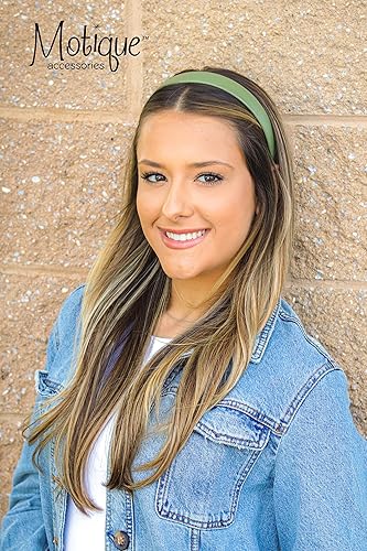 Miniatura 2 de Motique Accessories Diadema de cuero vegano de 1 pulgada para mujeres y niñas (oliva)