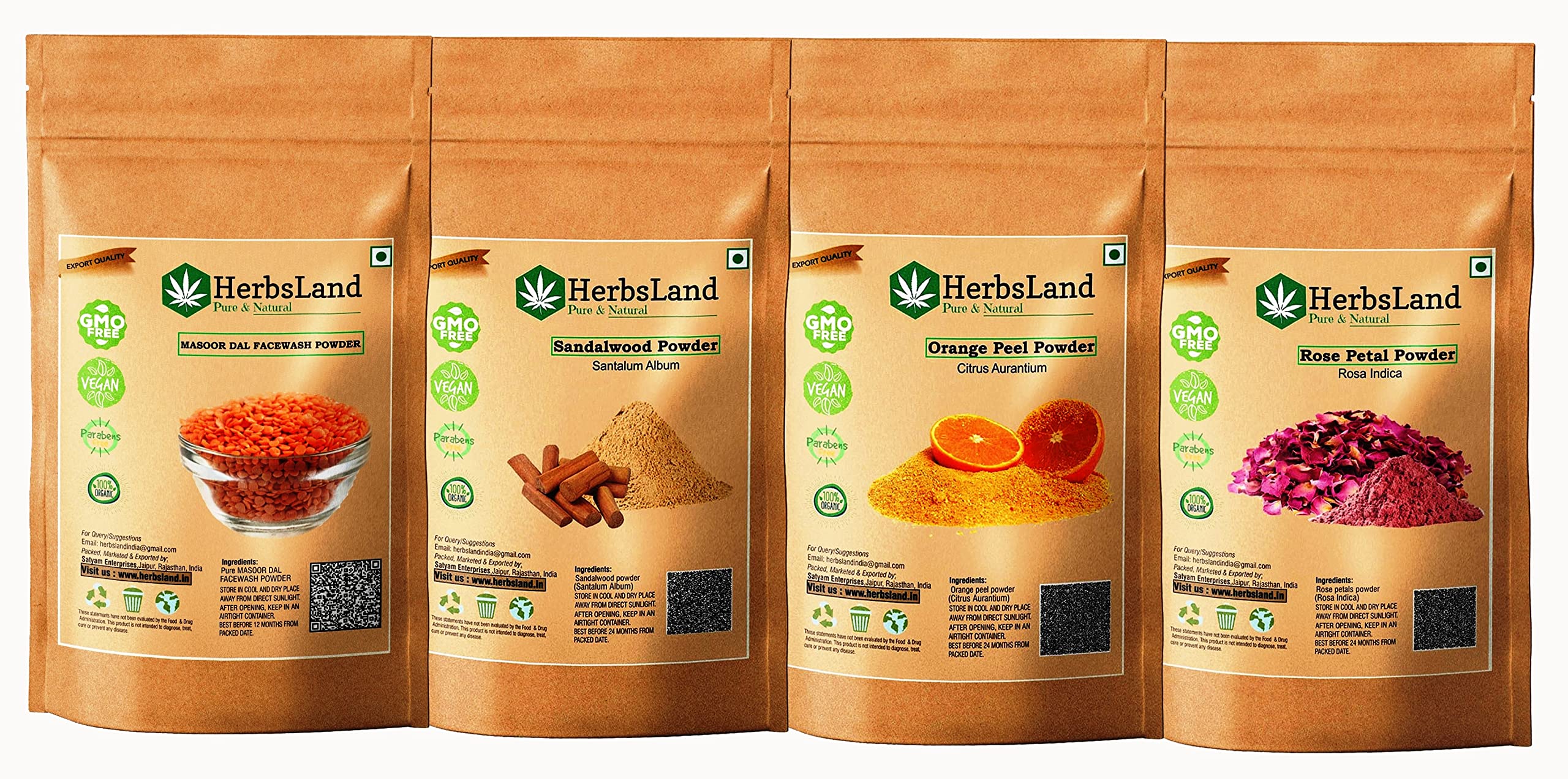 HerbsLand Masoor, Sandalwood, Orange And Rose Powder