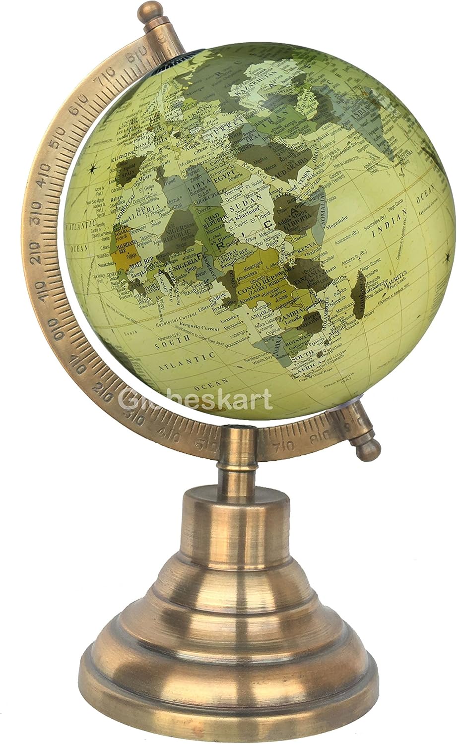 Samyuktha Educational/Antique Globe with Brass Antique Arc and Base/World Globe/Home Decor/Office Decor/Gift Item / 5 inches (Old Beige)