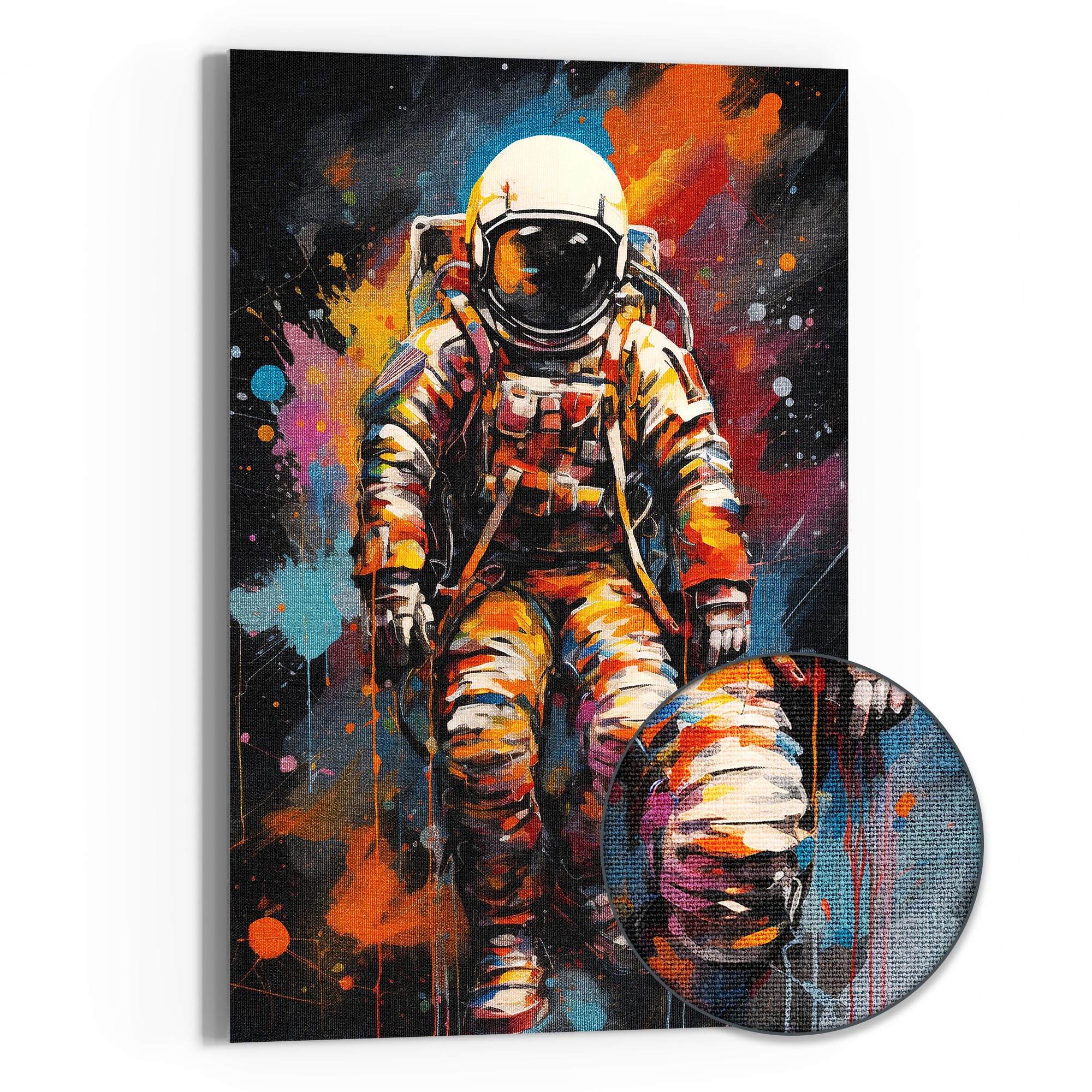 DEQOART Obraz na płótnie hybrydowy | motyw sztuki kosmicznej | Design Canvas 60 x 90 cm | obraz na płótnie płaski i nowoczesny ze szkłem | obraz ścienny do salonu, sypialni, przedpokoju i kuchni