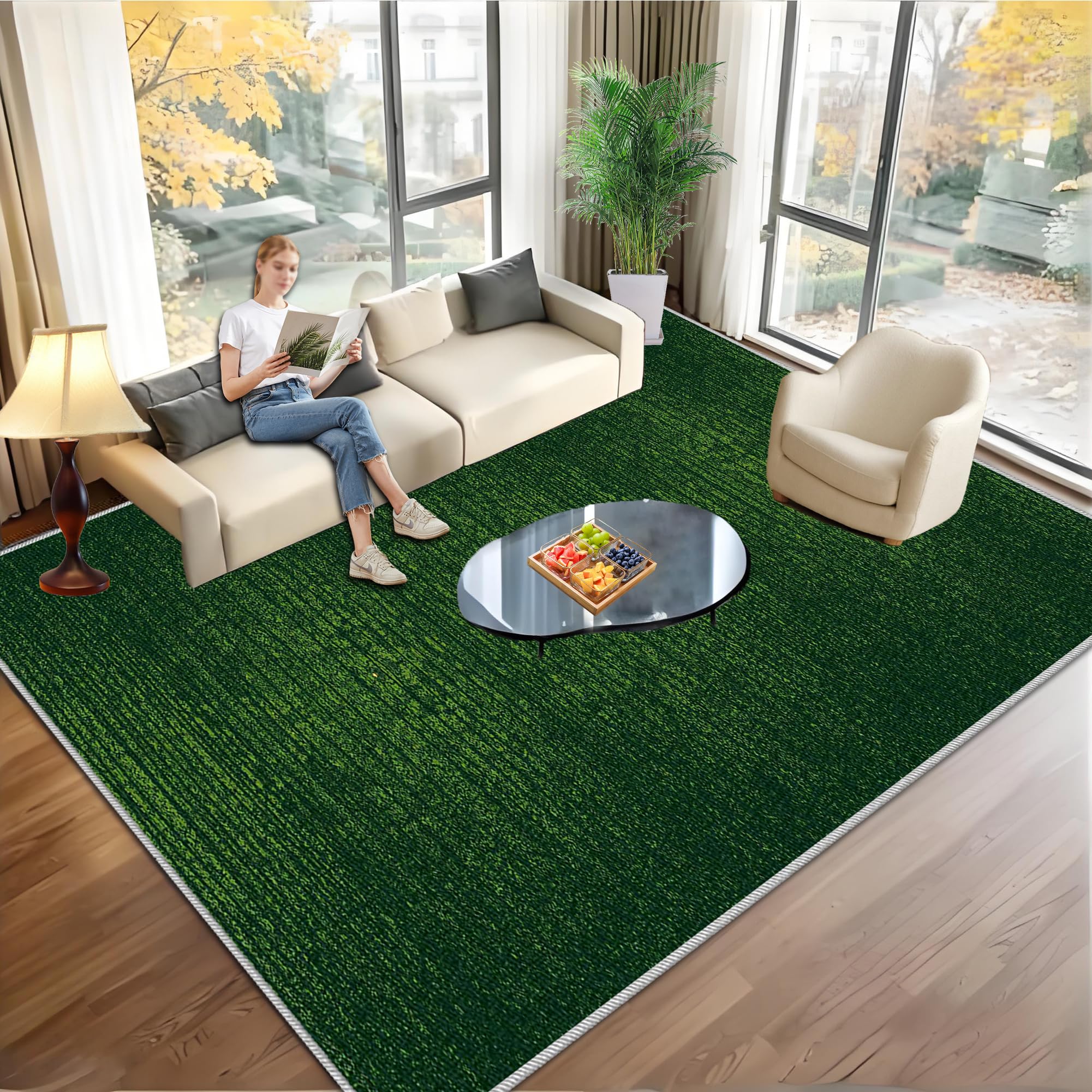 Tapis chambre adulte grand tapis salon antidérapant vert 150x200
