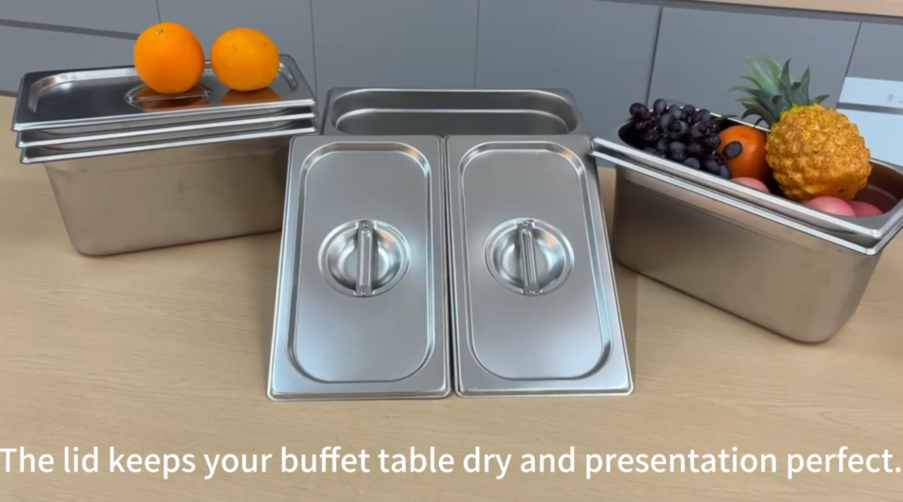 Lot 6 Récipients Gastro En Inox 1/3 GN - 33x18x15 Cm, 6 L, Avec Couvercles, Pour Professionnels Et Traiteurs