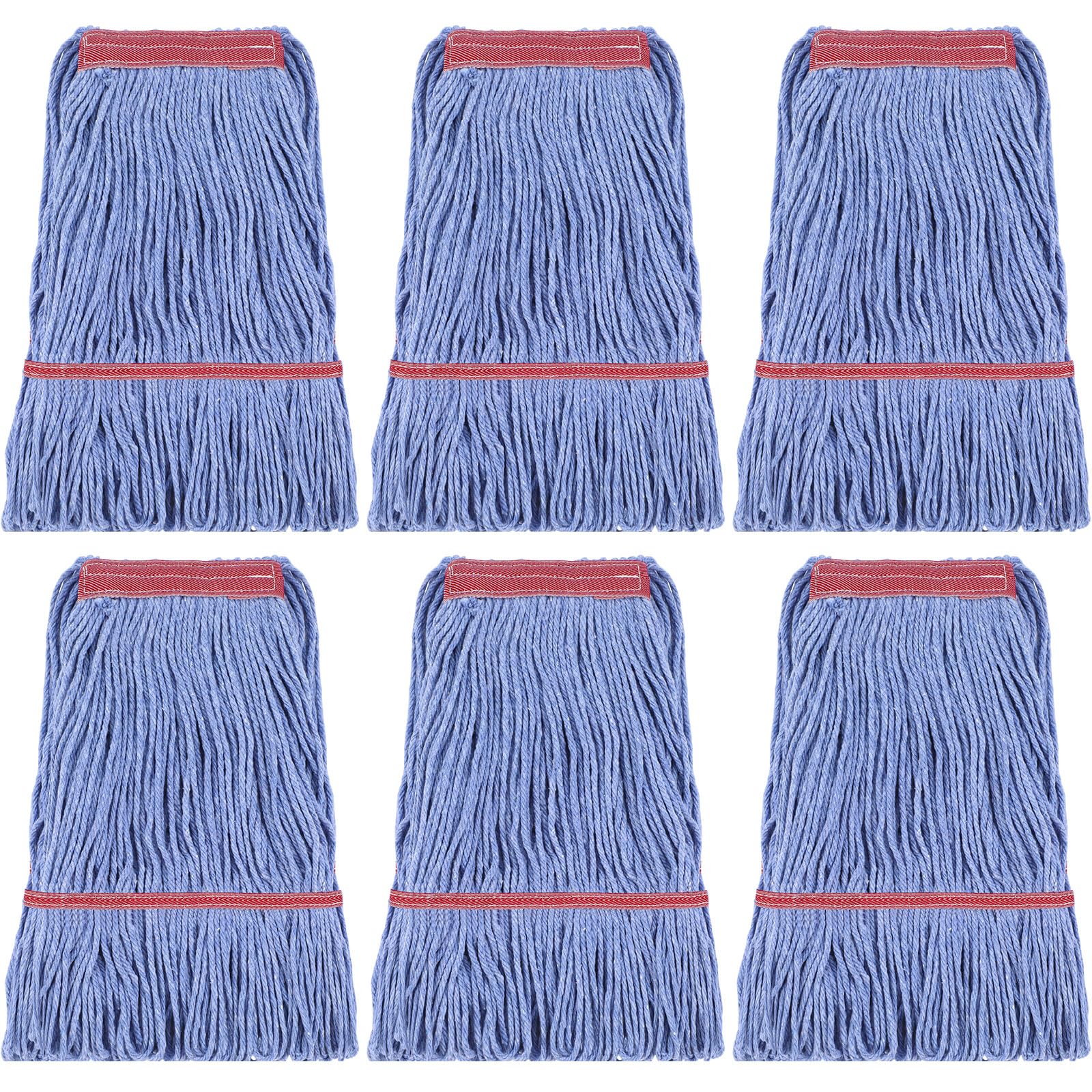Eccliy 6 Pack Mop Heads Replacement 18 Oz Loop End,Blue, Red