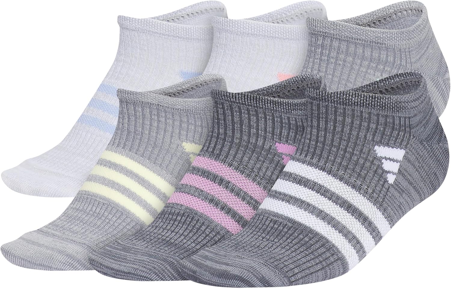 adidas Kids Superlite No Show Socks for Boys & Girls (6 Pairs) Lightweight