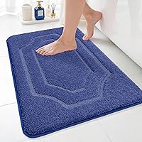 Vista 23 de BEQHAUSE Alfombras de baño, suaves y absorbentes, antideslizantes, lavables a máquina, alfombra de baño gruesa gris para baño, bañera y lavabo, 24 x