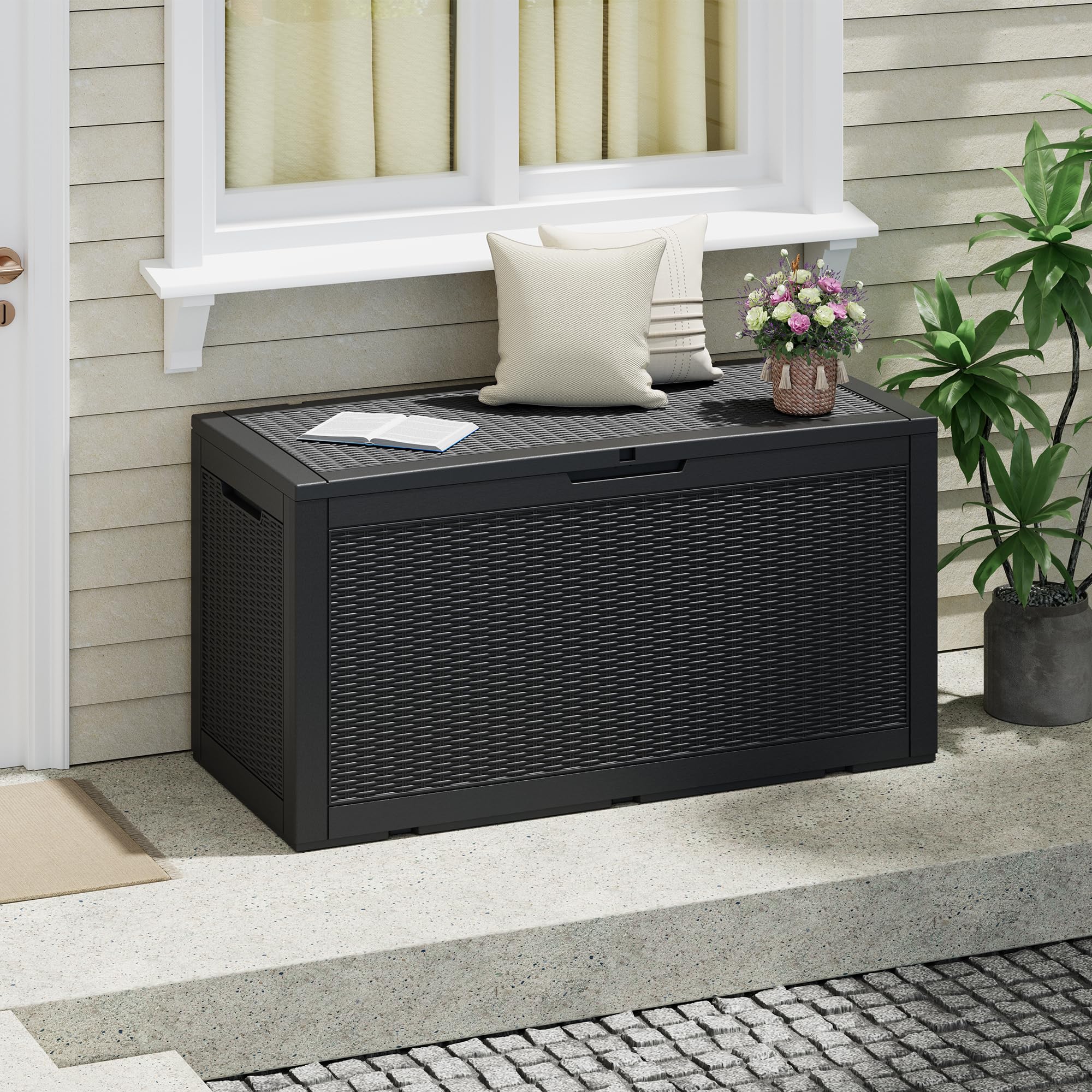 Outdoor Storage Box Waterproof, 100 Gallon Deck Box For Patio Storage