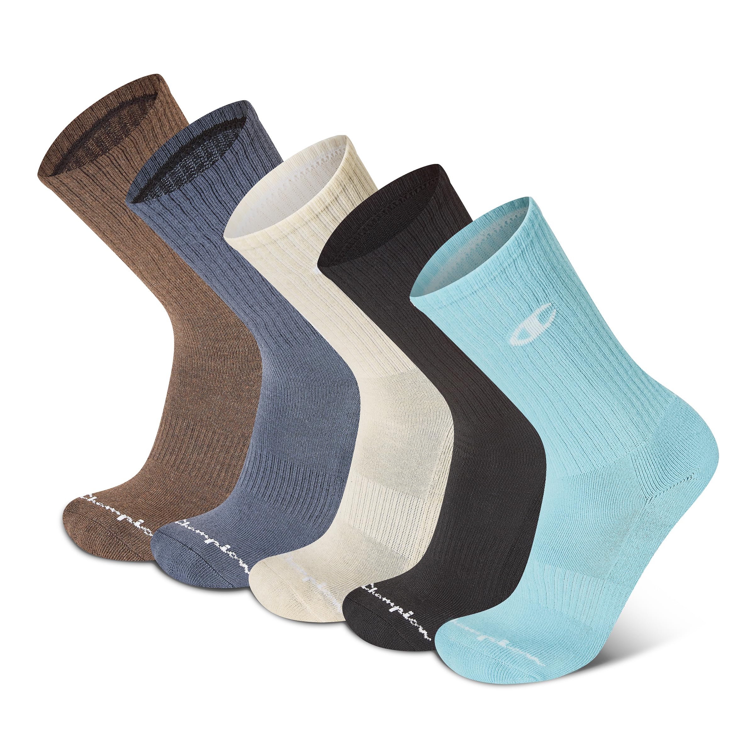 Champion Men's Cushioned Crew Socks 5-Pack - Moisture-Wicking Athletic Crew Socks with Arch Support (Sizes 6-12)