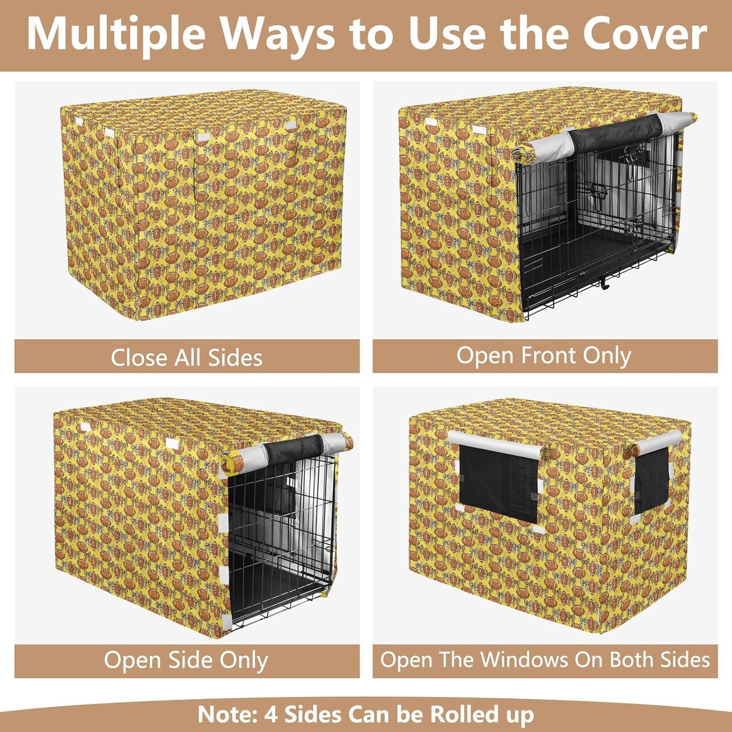 American Footballs Dog Cage Cover Pet Privacy Cover Dog Crate Protector 42 Inch