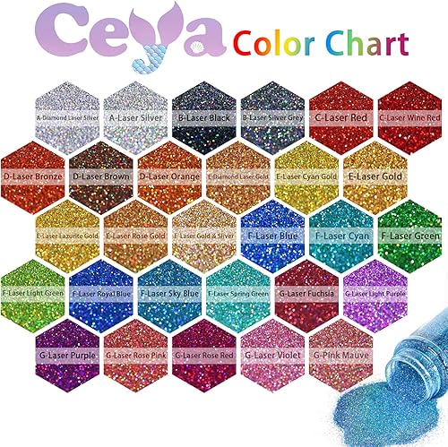 Miniatura 3 de Ceya Polvo holográfico ultra fino de 3.5 onzas3.53oz, purpurina dorada, 1128 0.008 pulgadas 0.008in para limo resina epoxi, vasos de joyería, arte