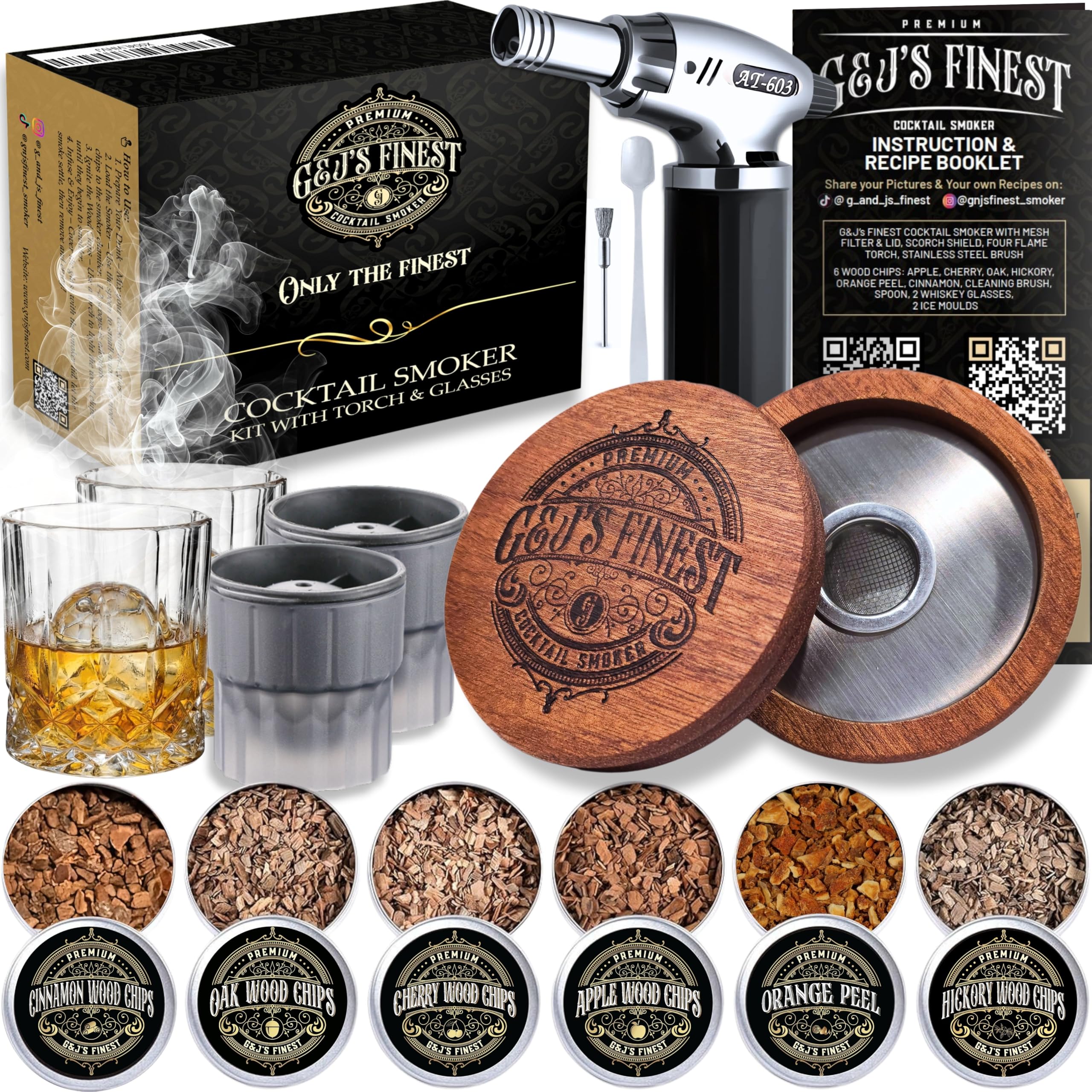 Amazon.com : Whiskey Smoker Kit with Torch, 2 Glasses & 2 Ice