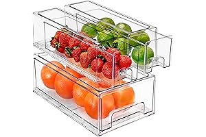 Sorbus Fridge Drawers - Clear Plastic Stackable Pull Out Refrigerator Organizer Bins