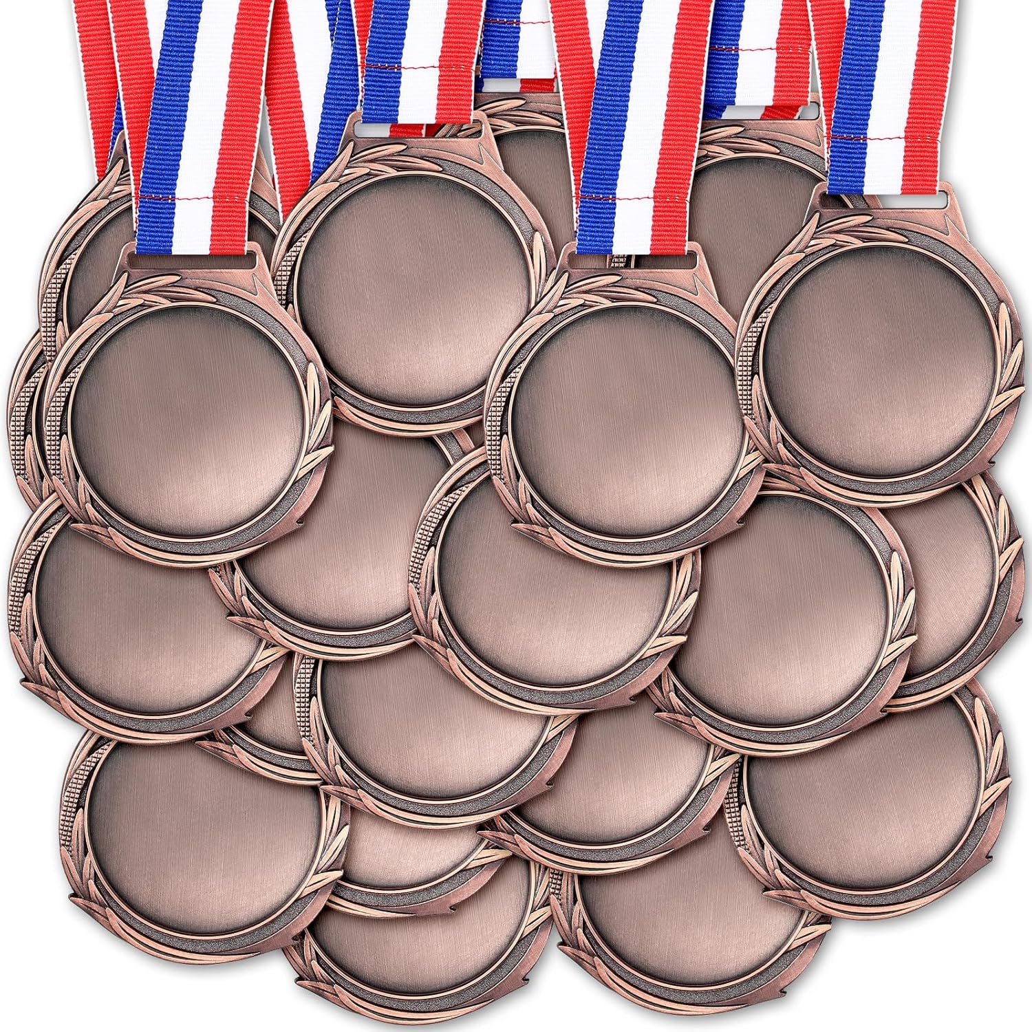 Sasylvia Blank Award Medals with Neck Ribbons Create Your Own Kit Cheer Winner Medals Participation Trophy Metal Gifts for Soccer Football Party Game