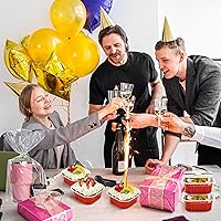 Vista 7 de 50 piezas de mini moldes cuadrados para hornear con tapas y cucharas, moldes mini de papel de aluminio para pasteles con tapas, ramekins