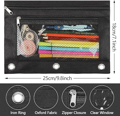 Miniatura 5 de Qixin 48 + 2 carpetas de bolsillo multicolor A4 de 3 anillos con bolsillos, bolsa con cremallera a granel, carpeta de 3 anillos para organizador de